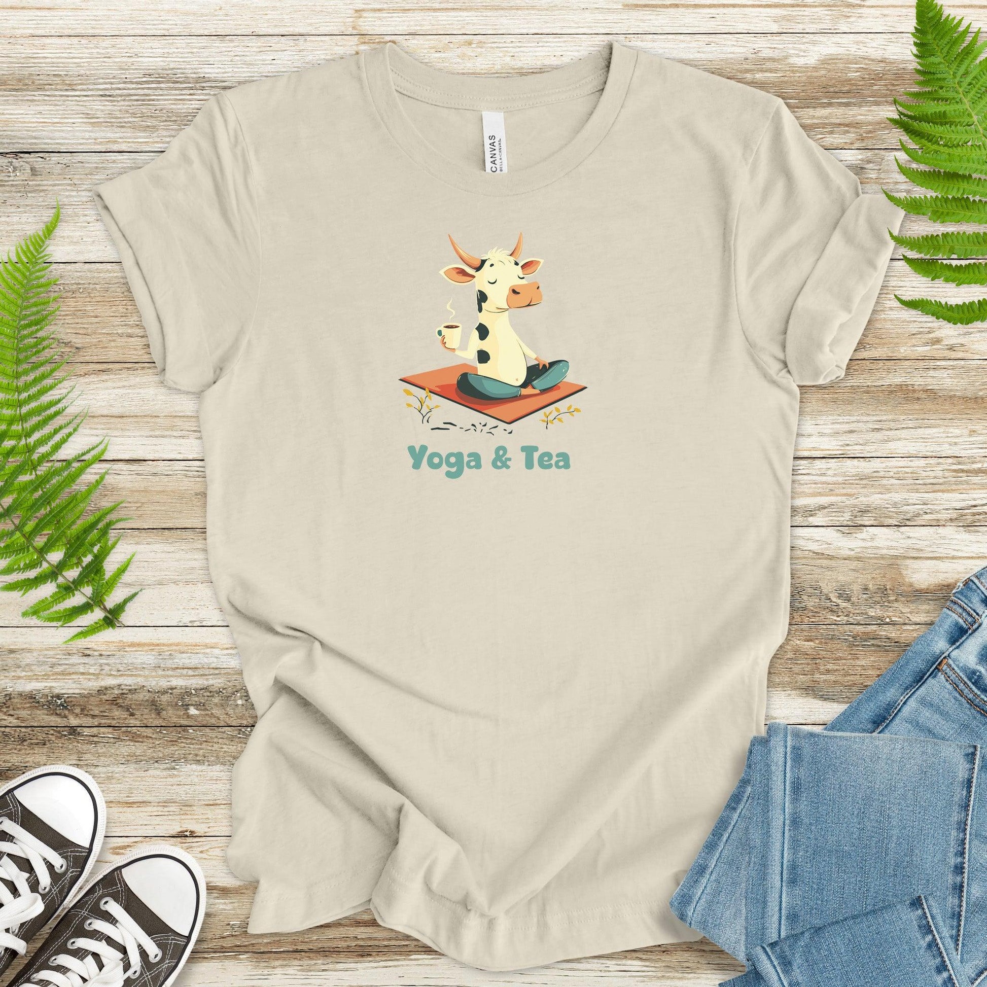 Yoga & Tea T-Shirt – Cow Zen Meets Sip Bliss - TShirtree