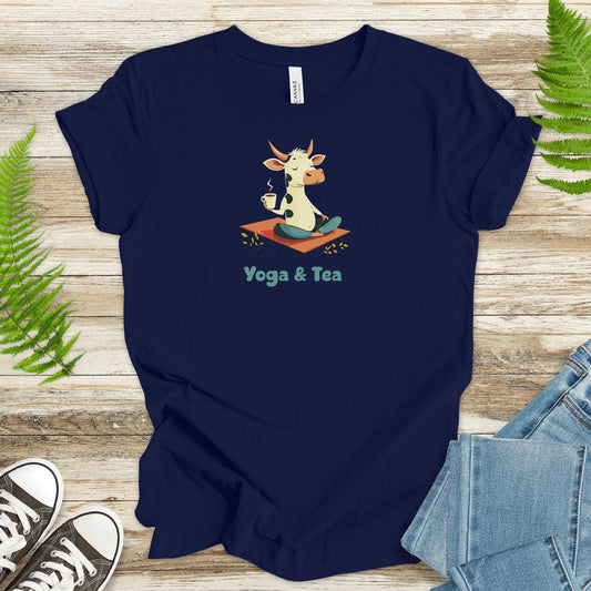 Yoga & Tea T-Shirt – Cow Zen Meets Sip Bliss - TShirtree