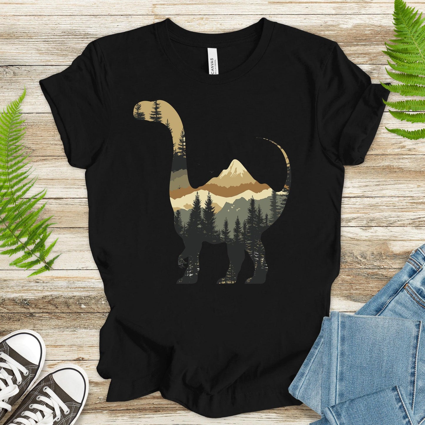 Prehistoric Nature: Dinosaur Landscape T-Shirt - TShirtree