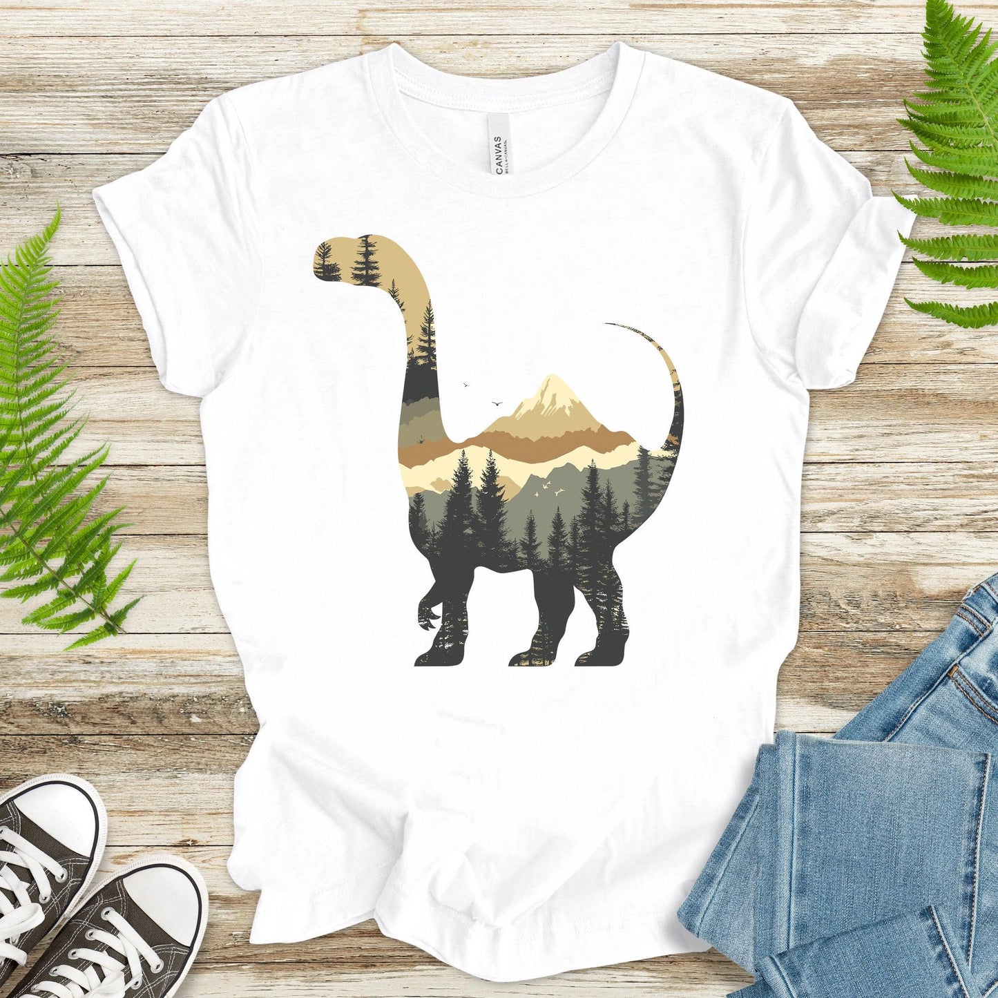 Prehistoric Nature: Dinosaur Landscape T-Shirt - TShirtree