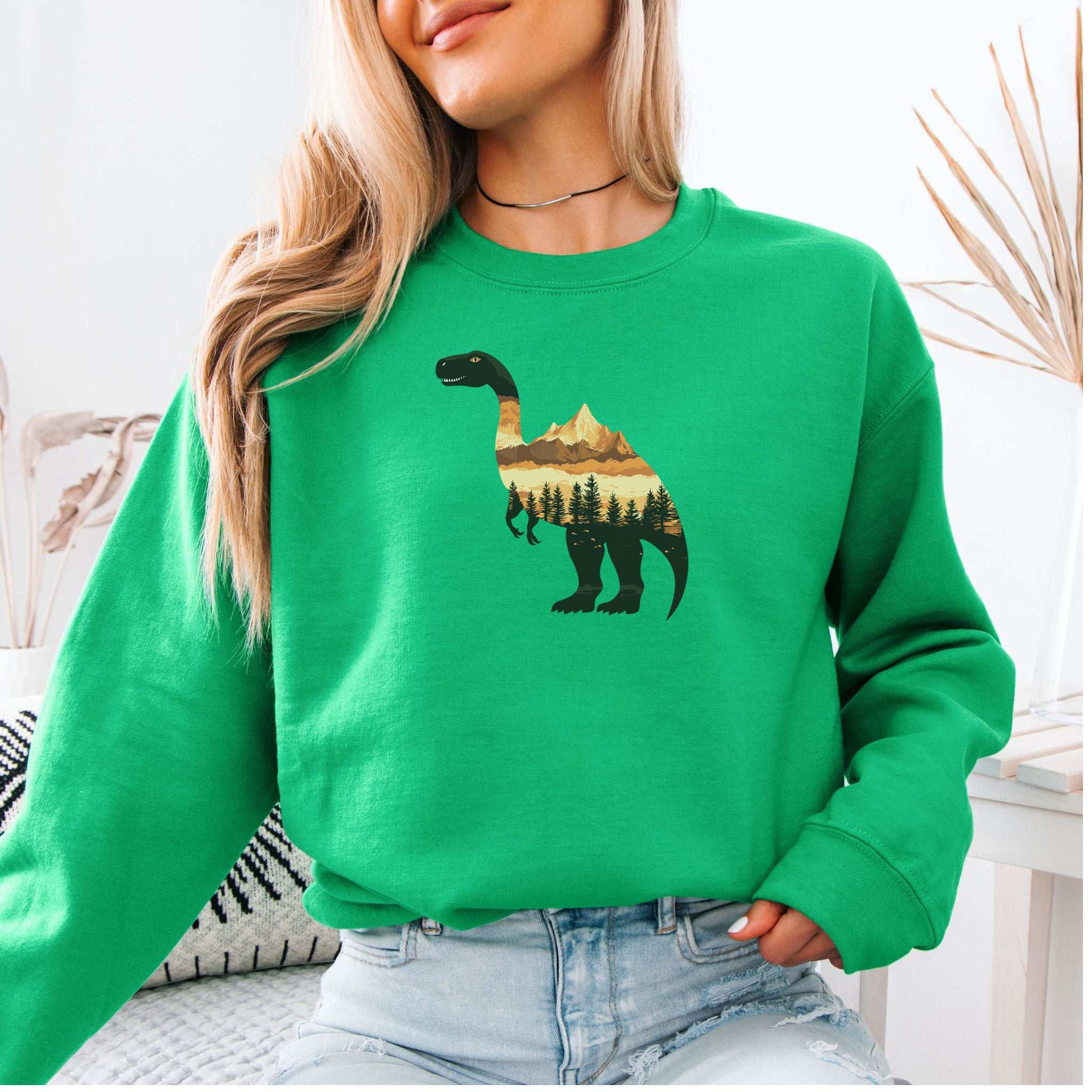 Landscape Dinosaur Sweatshirt – Wild Prehistoric Nature Gift