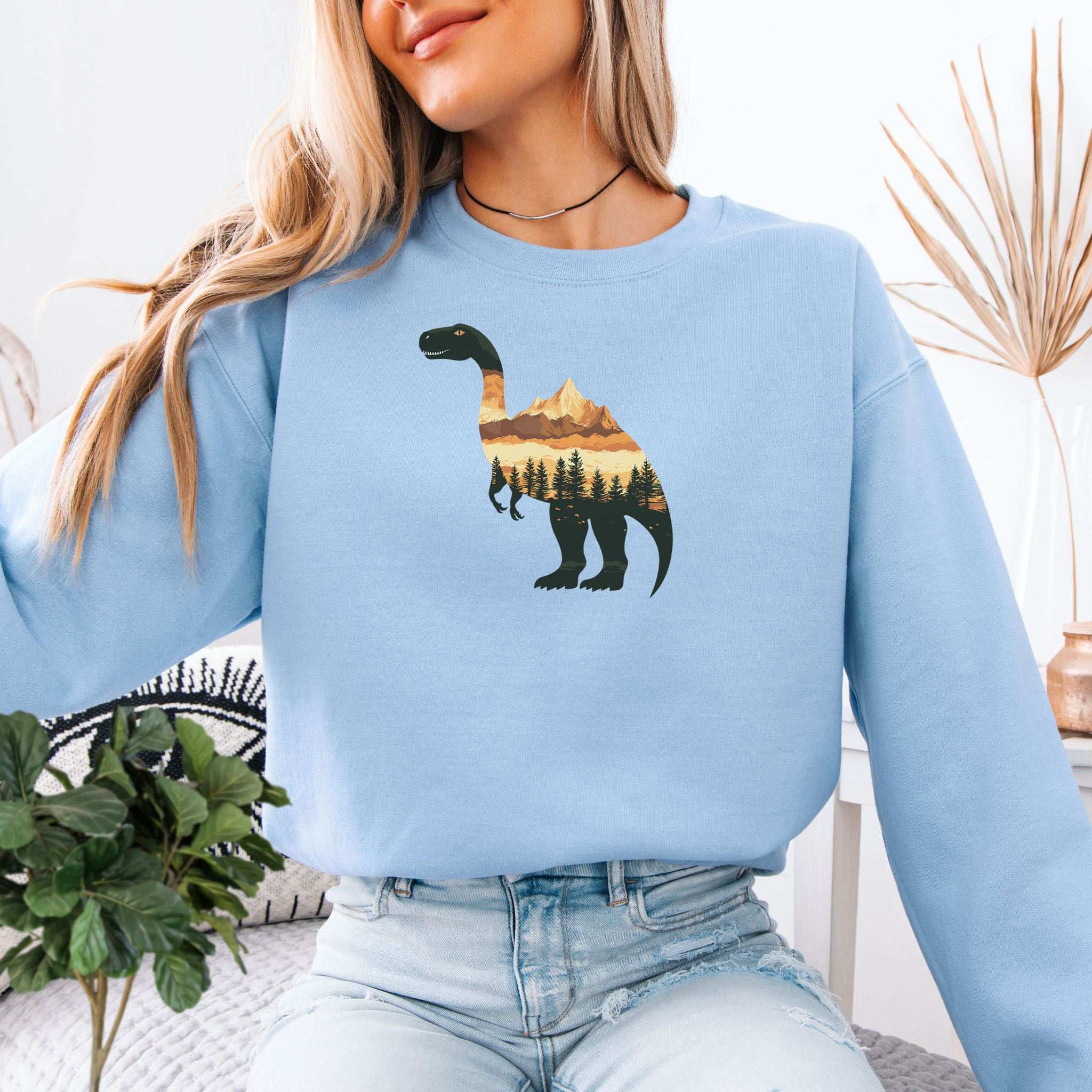 Landscape Dinosaur Sweatshirt – Wild Prehistoric Nature Gift