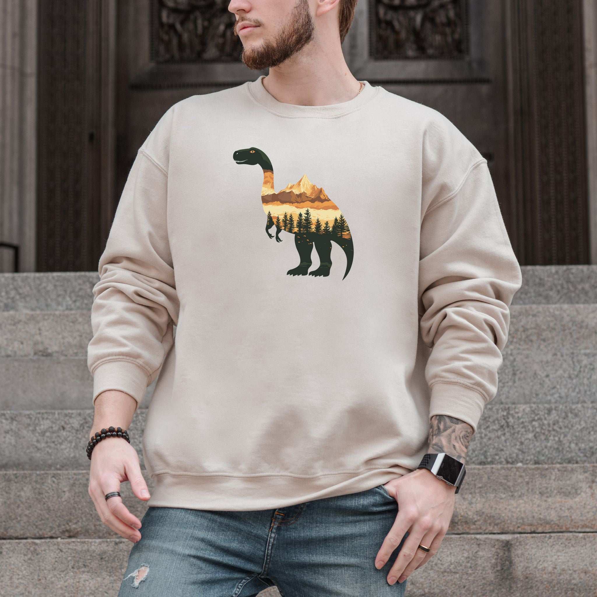 Landscape Dinosaur Sweatshirt – Wild Prehistoric Nature Gift
