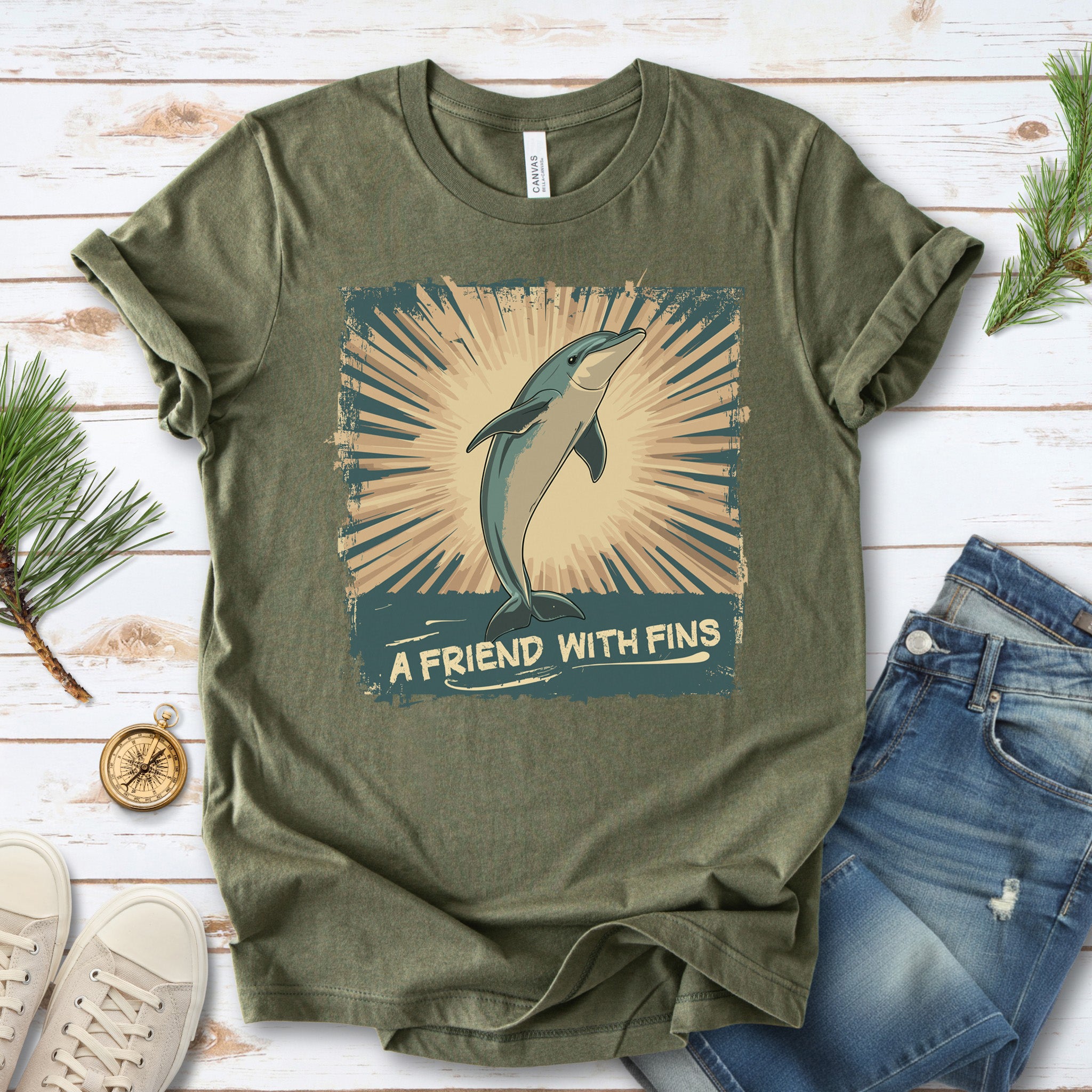 Friend with Fins T-Shirt – Playful Dolphin Design