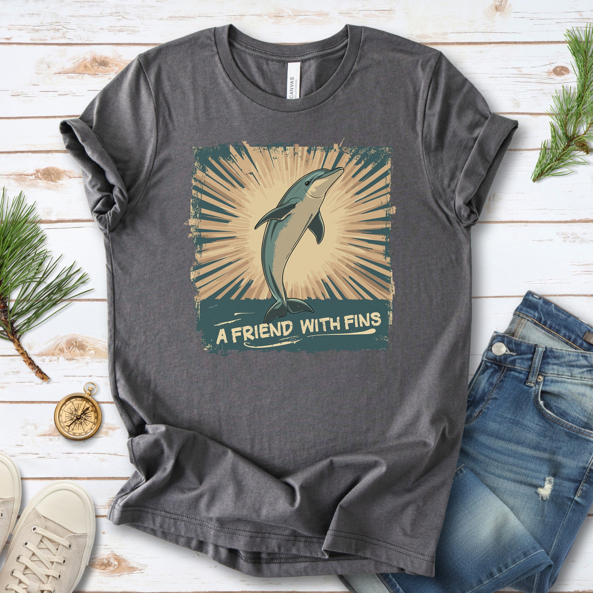 Friend with Fins T-Shirt – Playful Dolphin Design