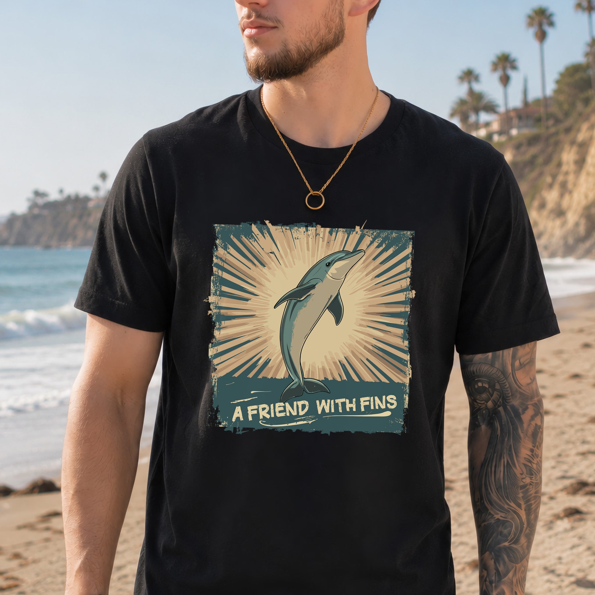 Friend with Fins T-Shirt – Playful Dolphin Design