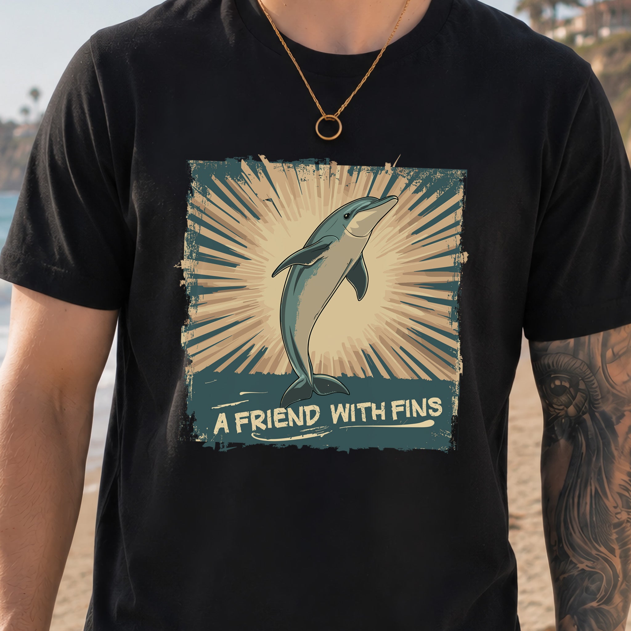 Friend with Fins T-Shirt – Playful Dolphin Design