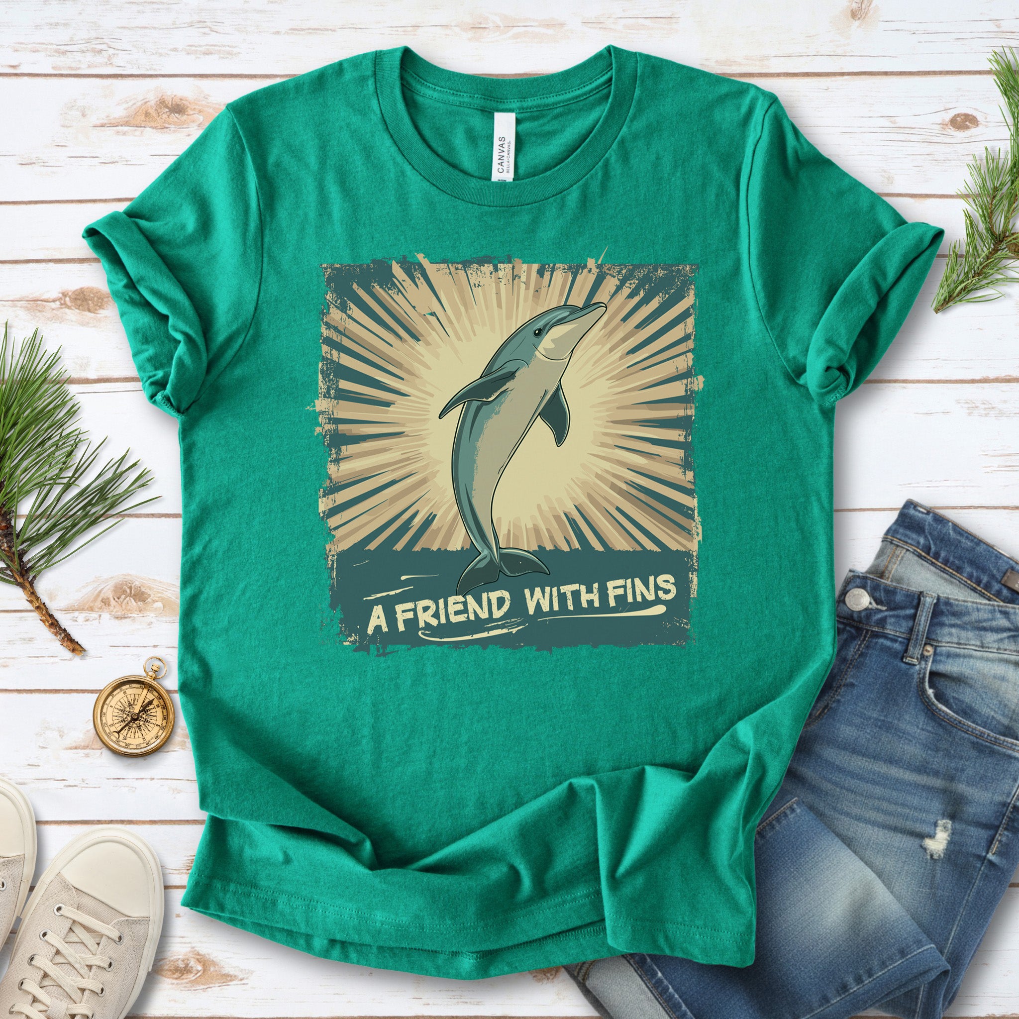 Friend with Fins T-Shirt – Playful Dolphin Design