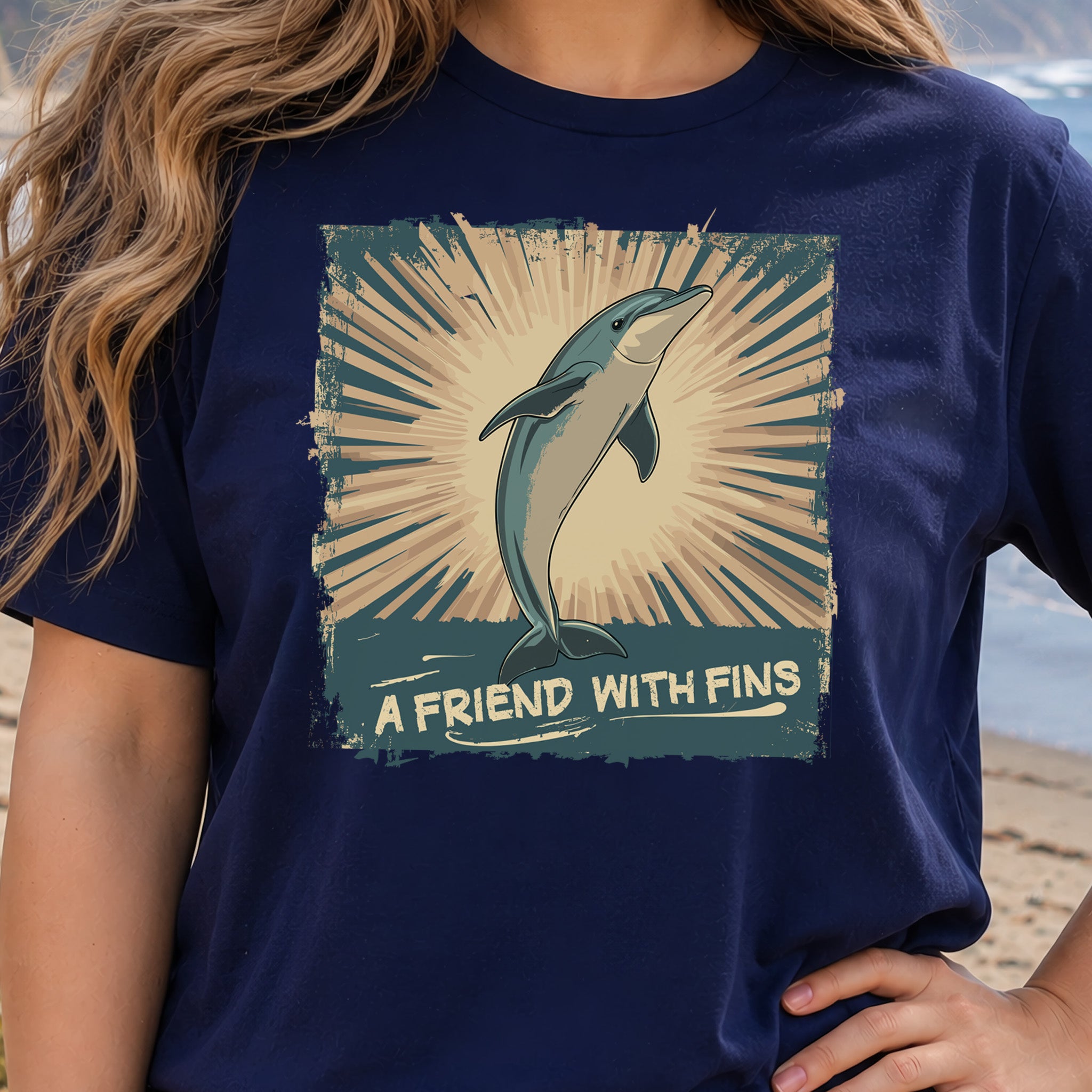 Friend with Fins T-Shirt – Playful Dolphin Design