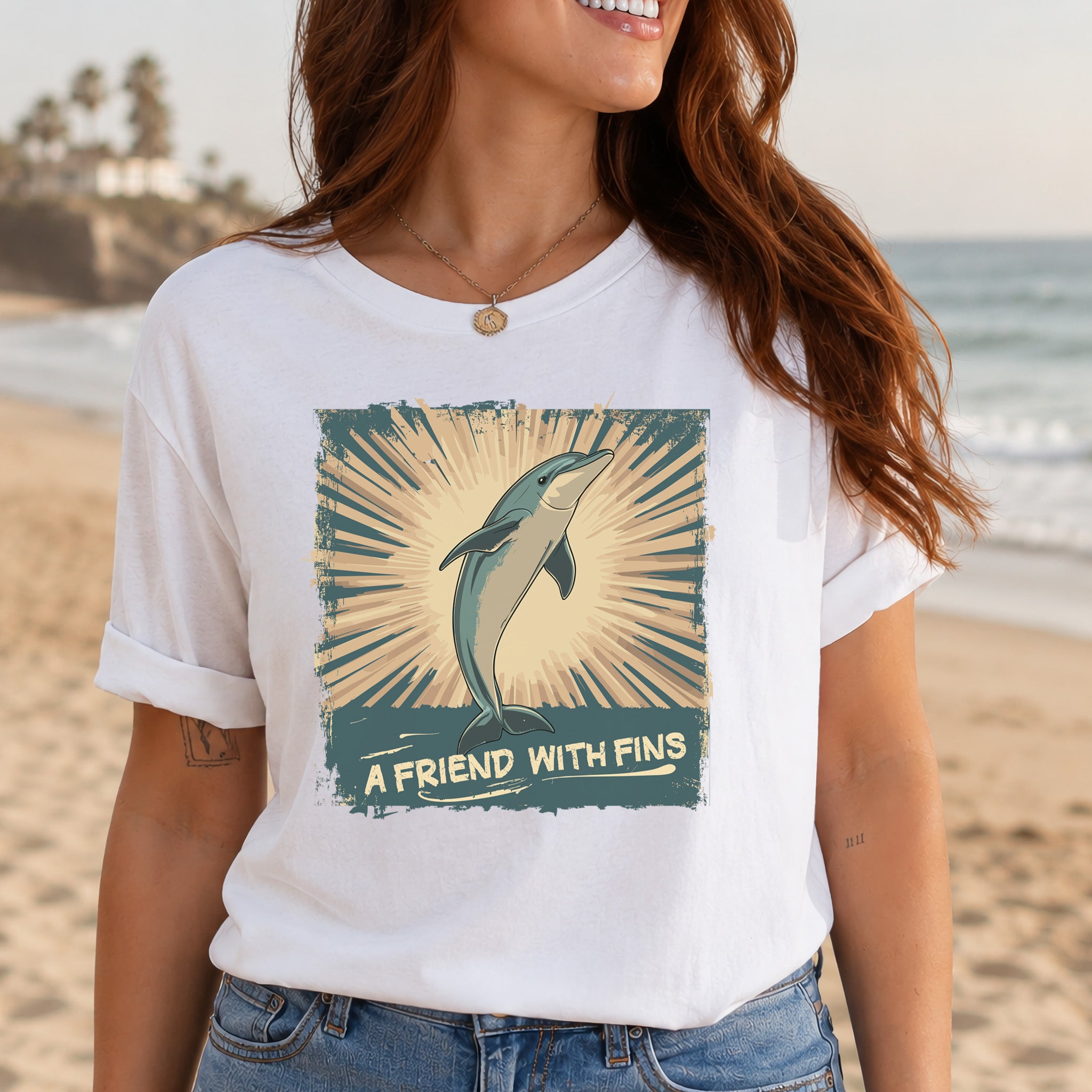 Friend with Fins T-Shirt – Playful Dolphin Design