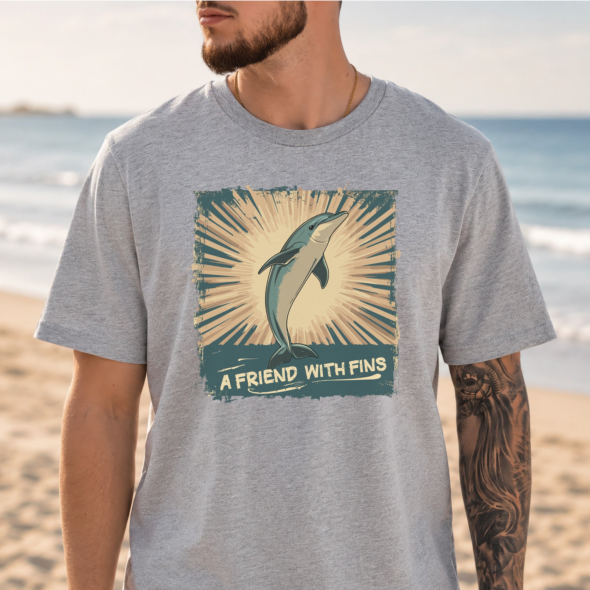Friend with Fins T-Shirt – Playful Dolphin Design