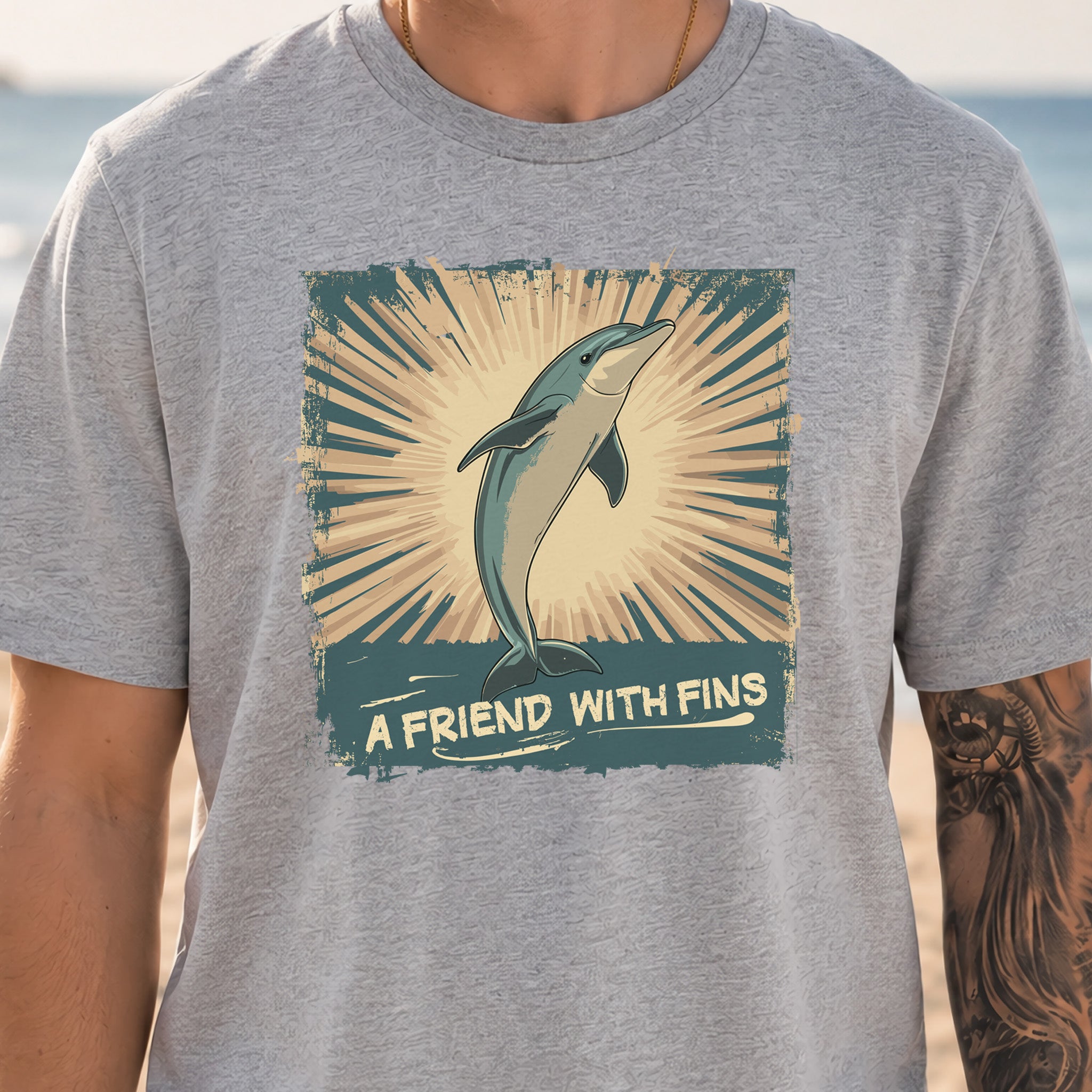 Friend with Fins T-Shirt – Playful Dolphin Design