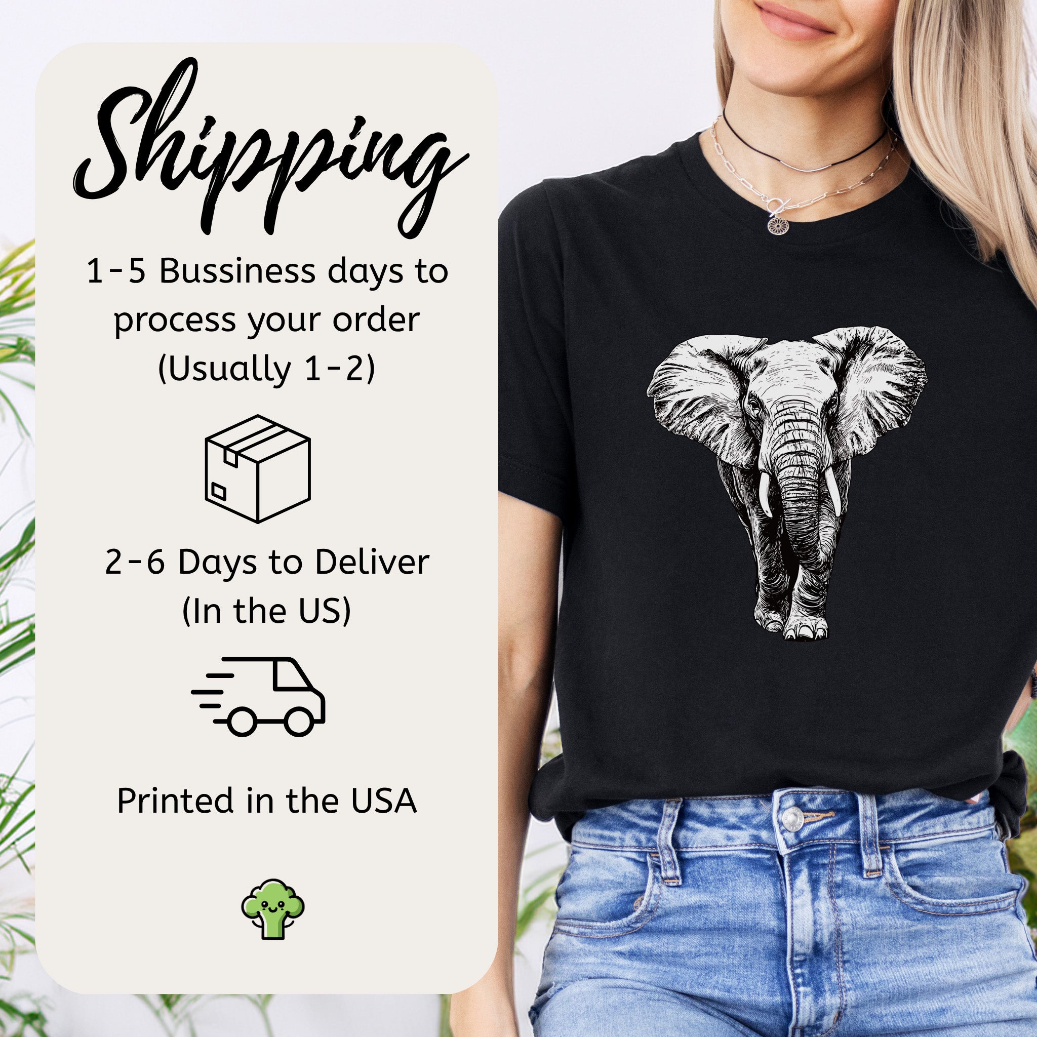 Majestic Elephant Walking T-Shirt – Realistic Design