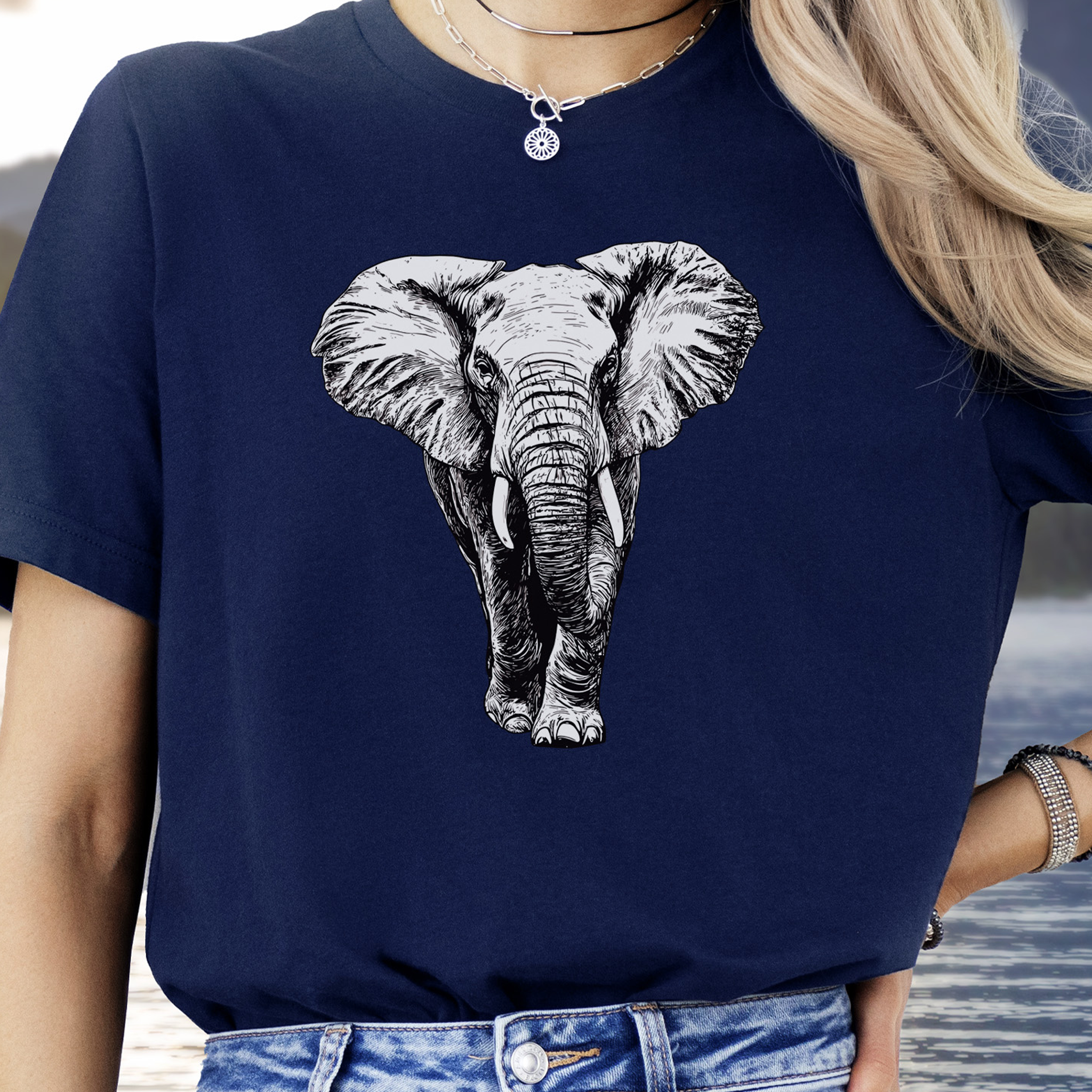 Majestic Elephant Walking T-Shirt – Realistic Design