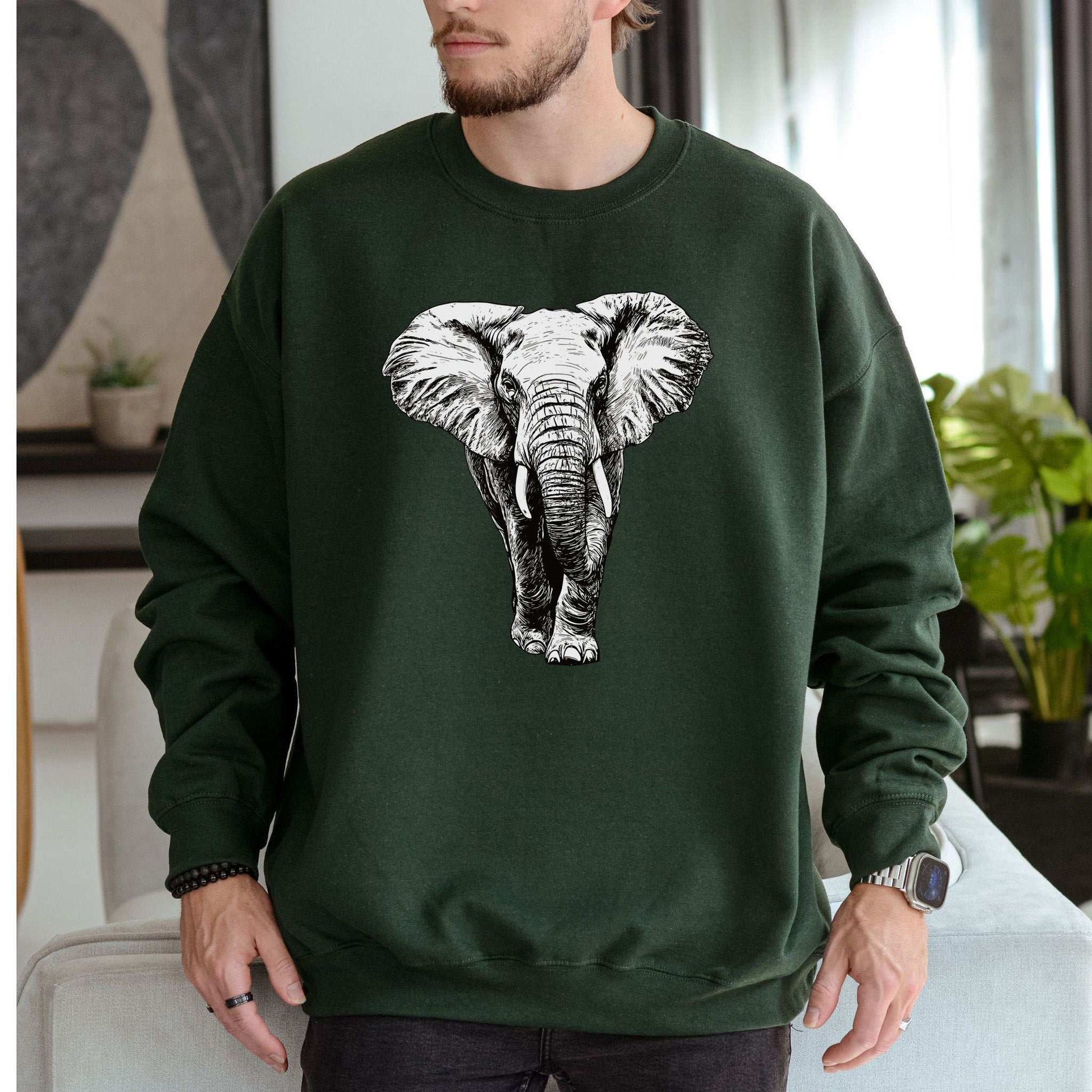 Majestic Elephant Sweatshirt – Realistic Wildlife Art for Nature Lovers
