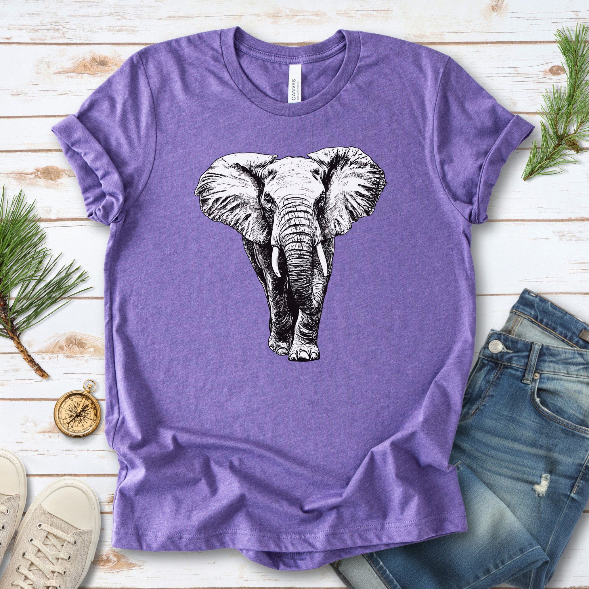 Majestic Elephant Walking T-Shirt – Realistic Design