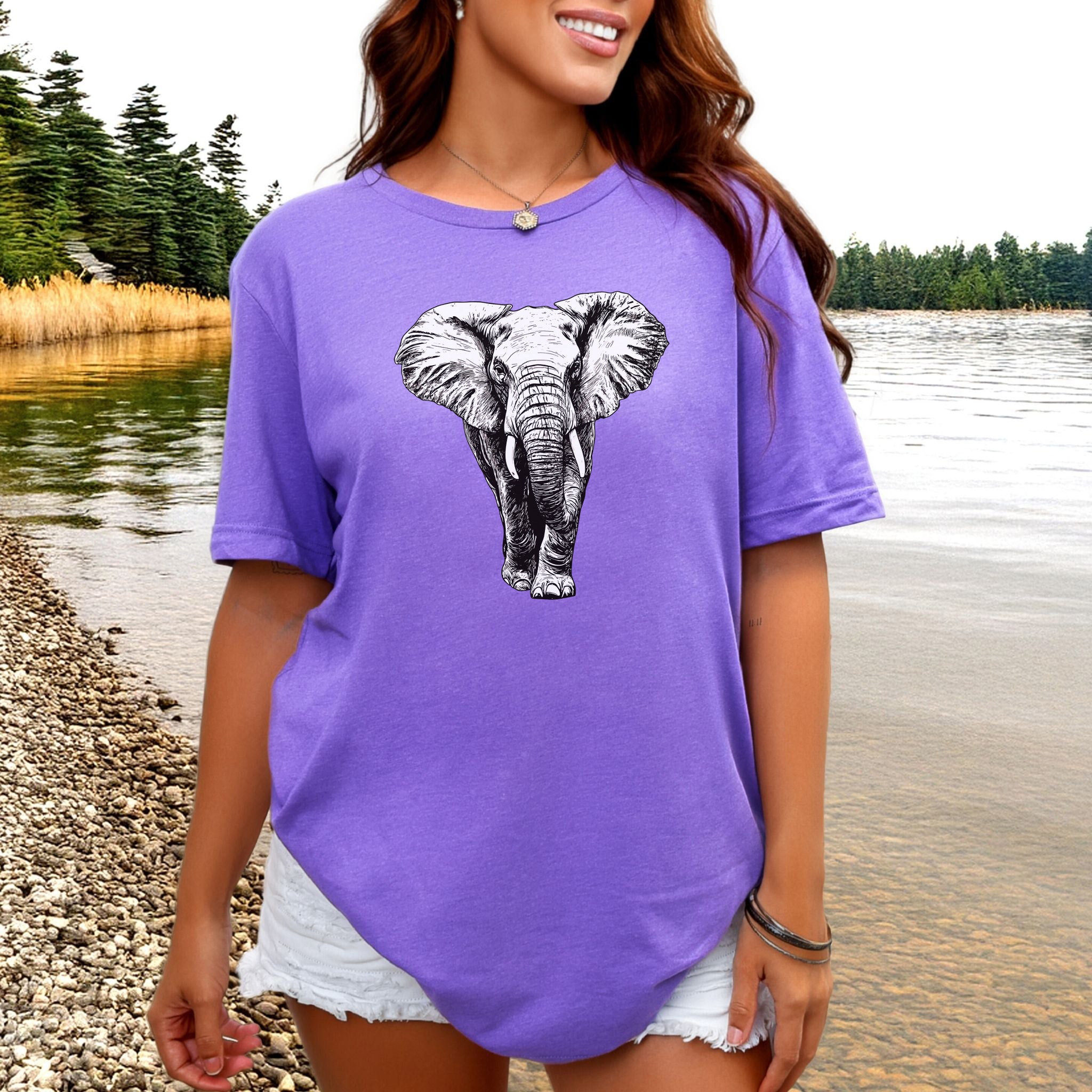 Majestic Elephant Walking T-Shirt – Realistic Design