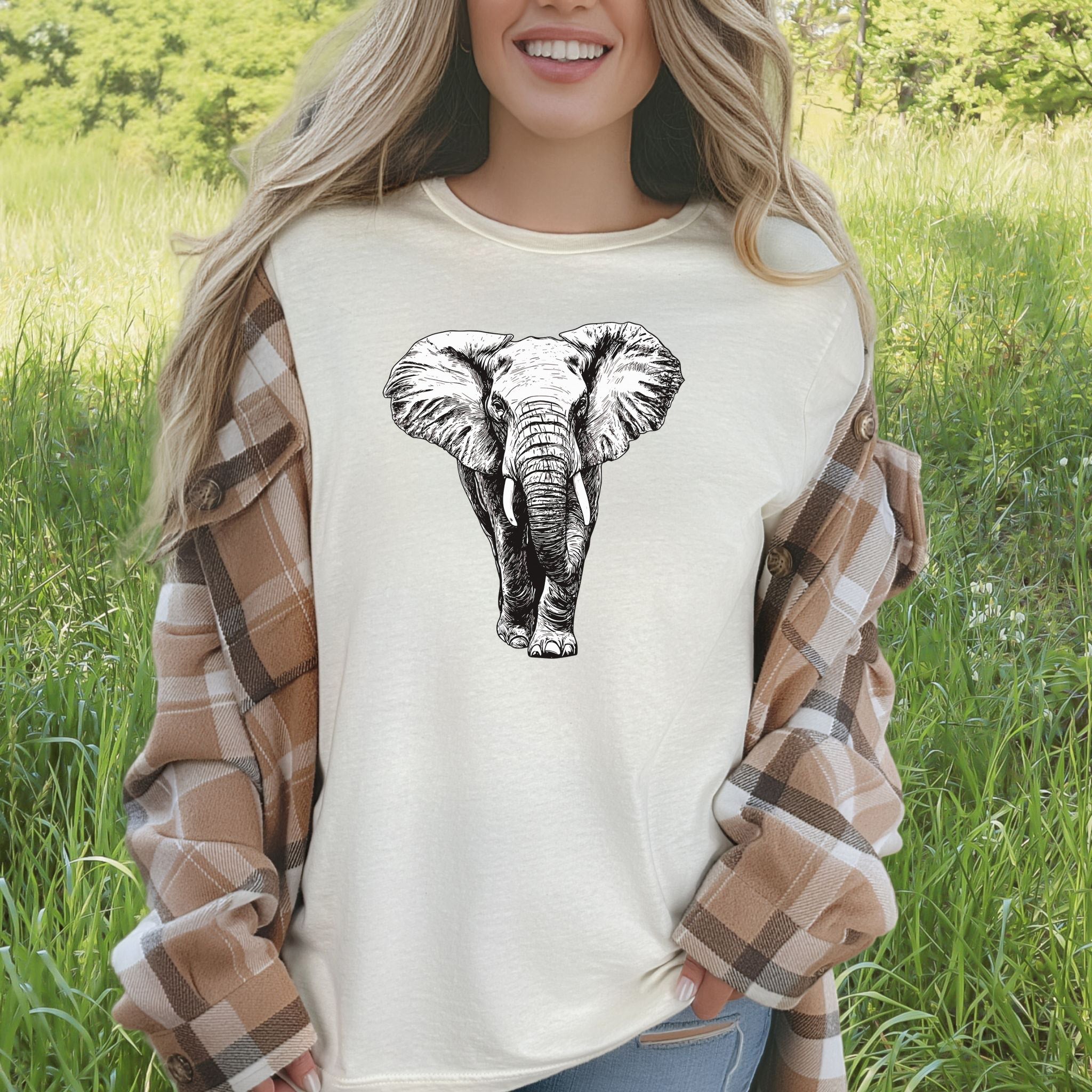 Majestic Elephant Walking T-Shirt – Realistic Design