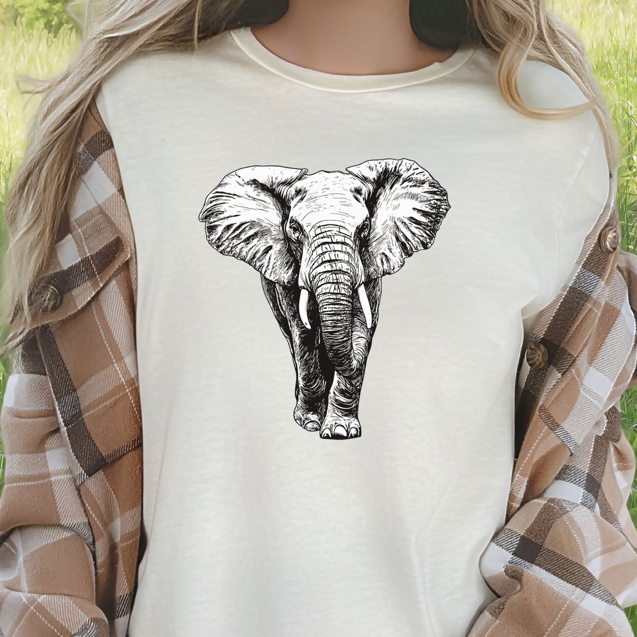 Majestic Elephant Walking T-Shirt – Realistic Design