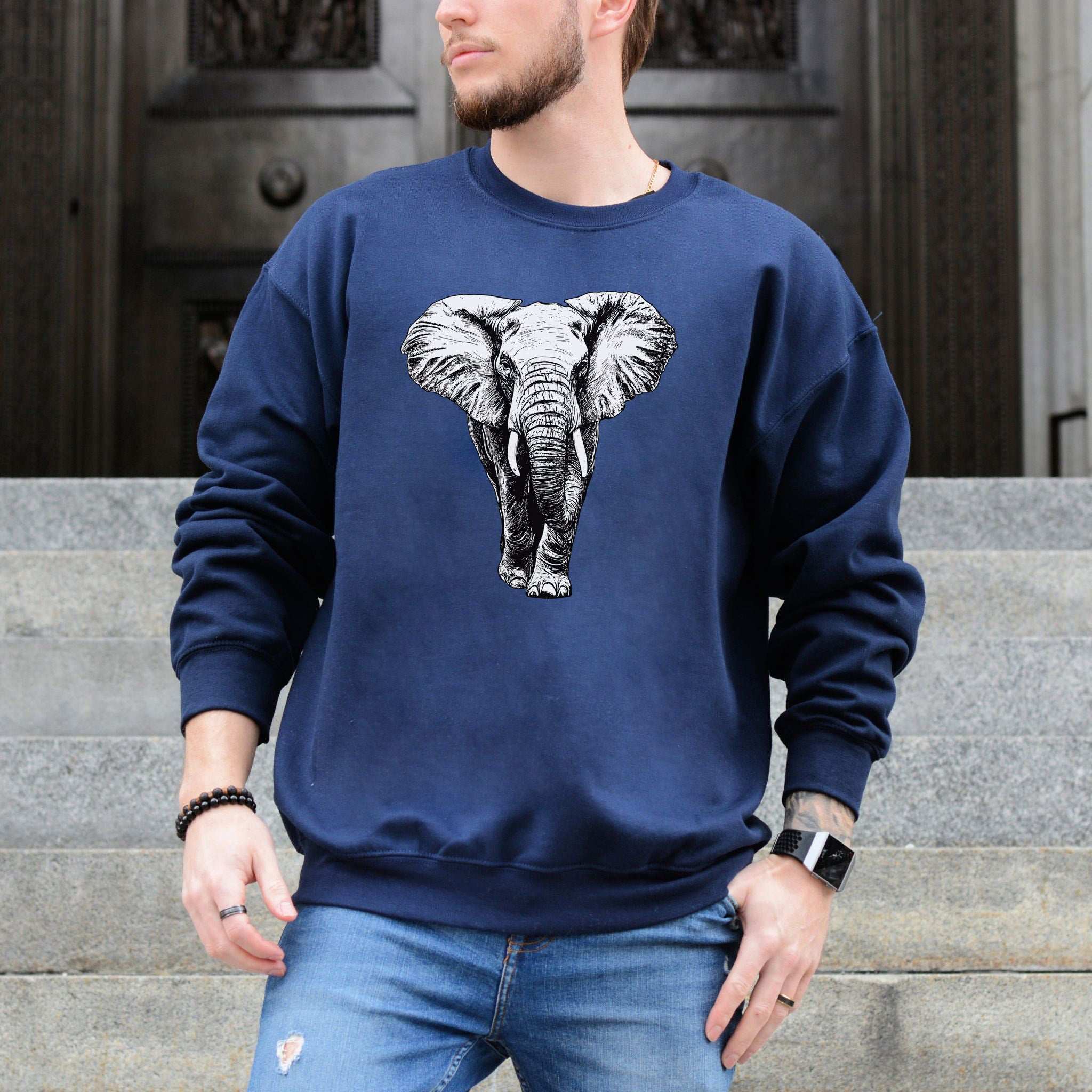 Majestic Elephant Sweatshirt – Realistic Wildlife Art for Nature Lovers