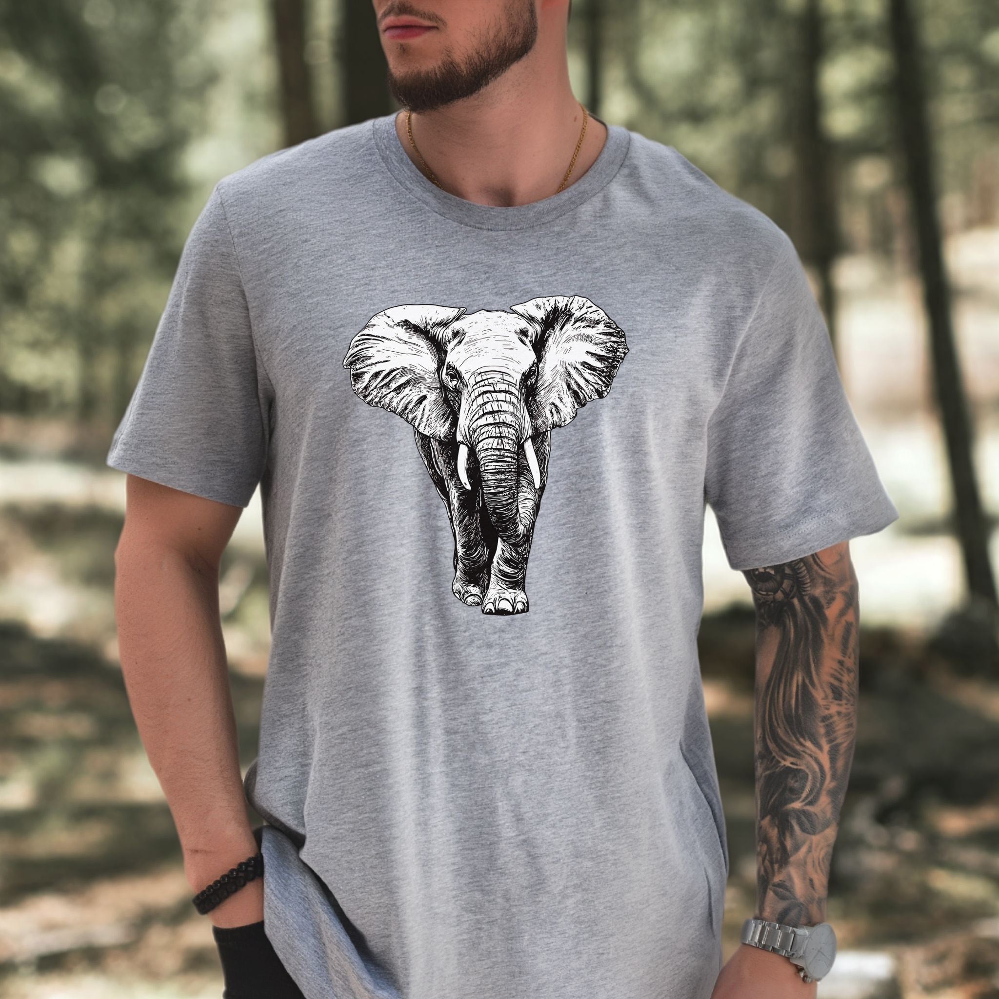 Majestic Elephant Walking T-Shirt – Realistic Design