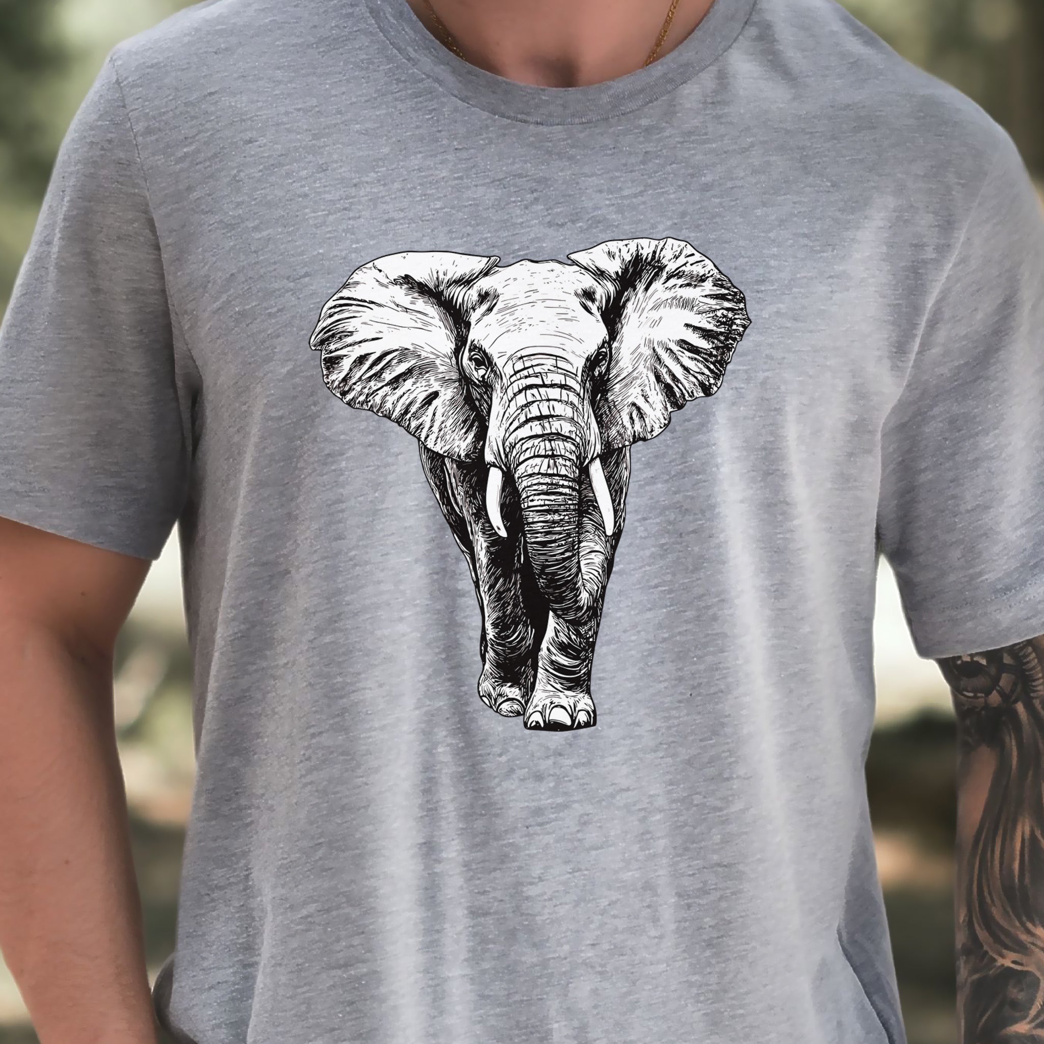 Majestic Elephant Walking T-Shirt – Realistic Design