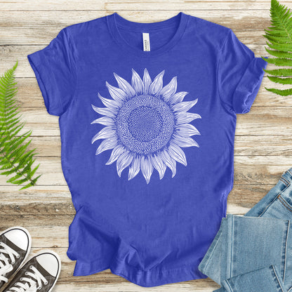 White Sunflower Sketch T-Shirt – Vintage Floral Garden Lover Tee