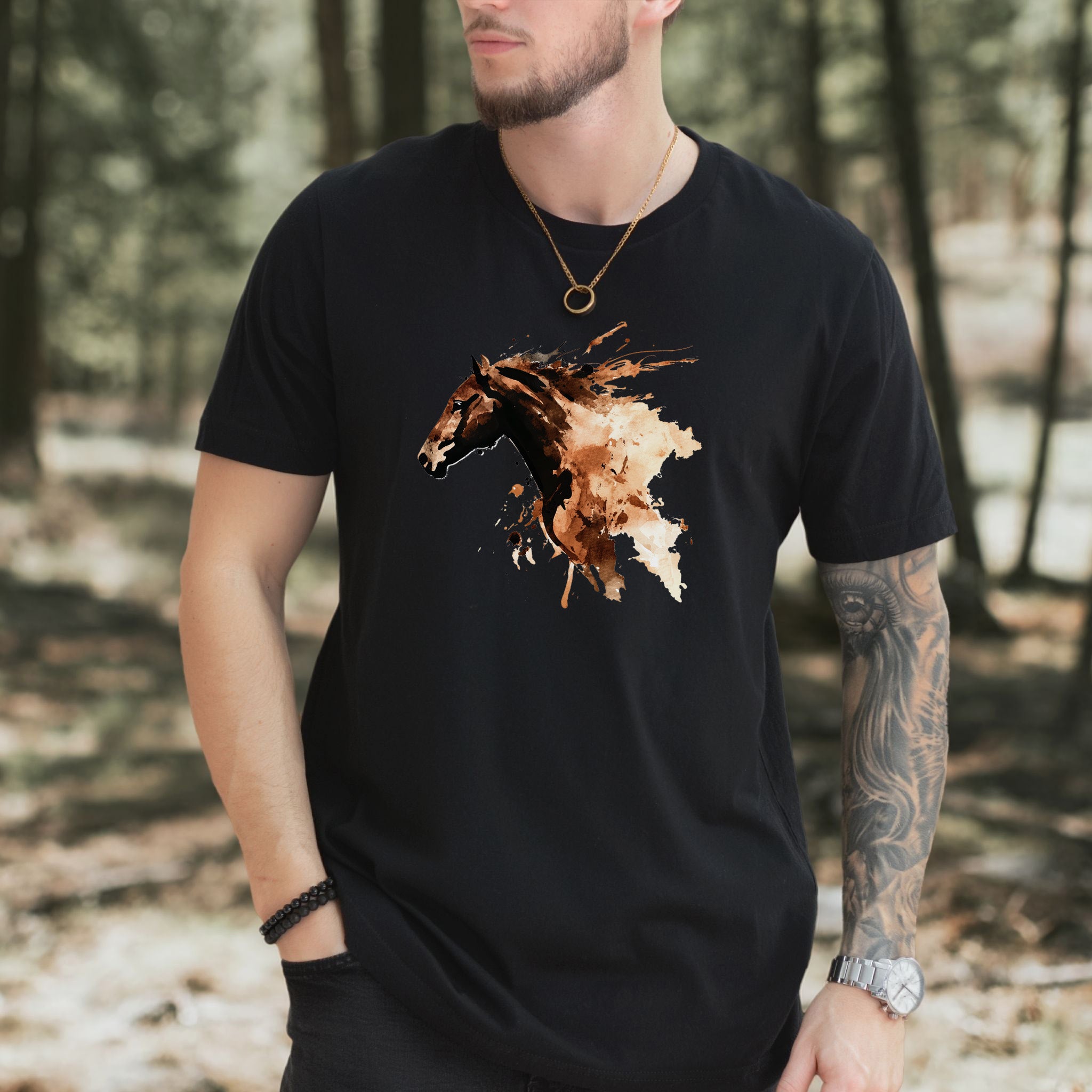 Watercolor Horse Face T-Shirt – Vintage Wild Spirit Tee