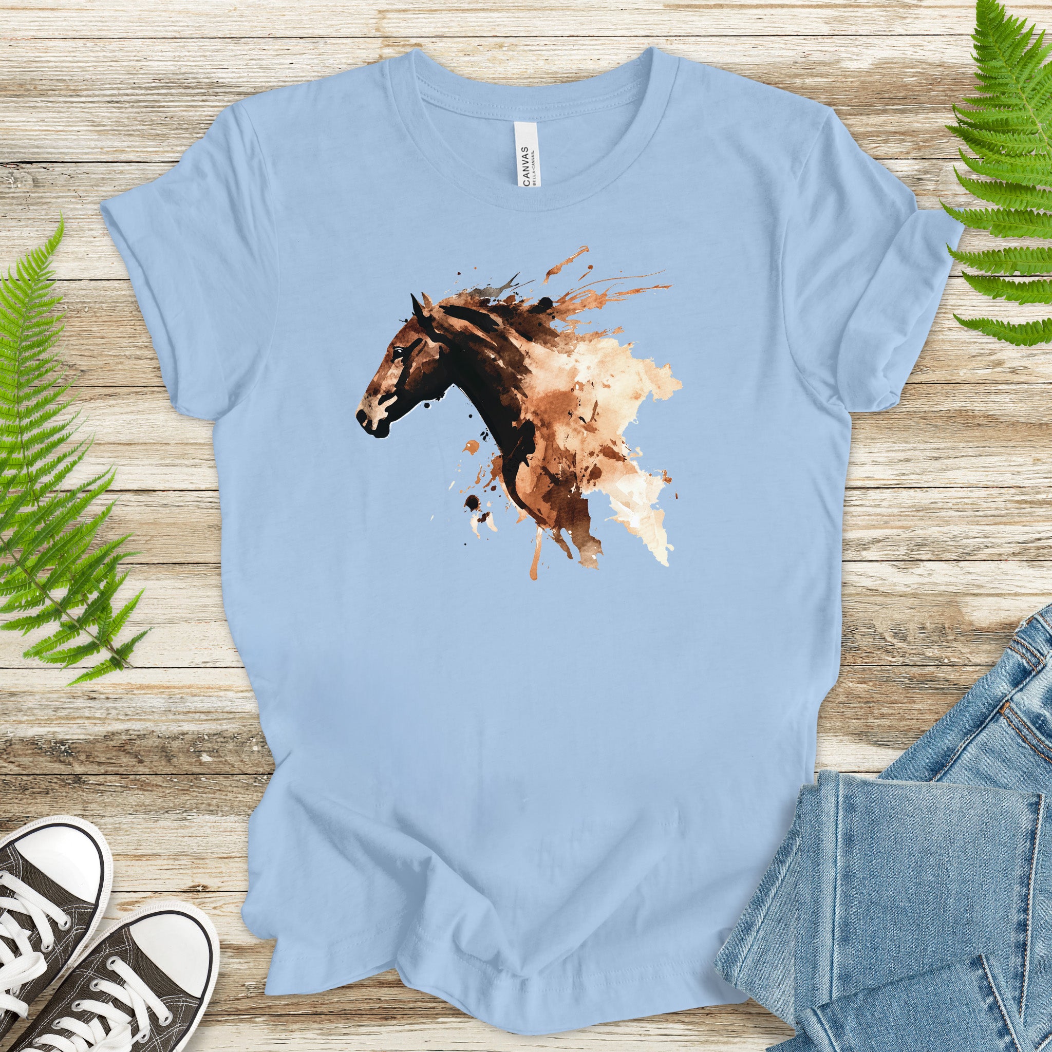Watercolor Horse Face T-Shirt – Vintage Wild Spirit Tee