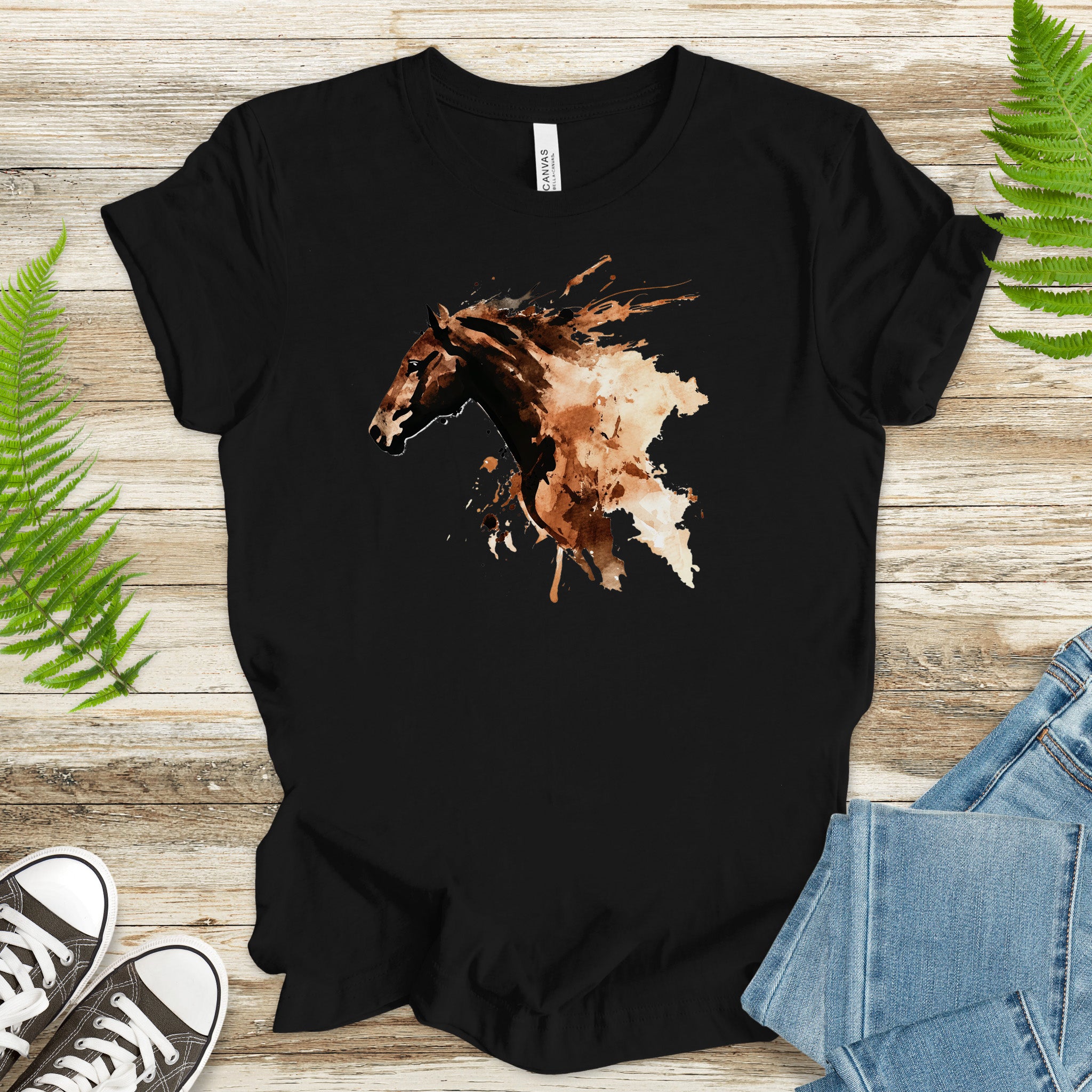 Watercolor Horse Face T-Shirt – Vintage Wild Spirit Tee