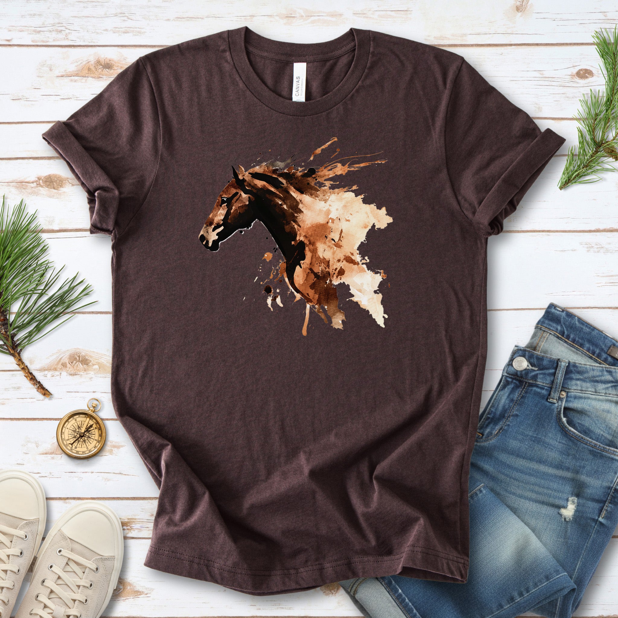 Watercolor Horse Face T-Shirt – Vintage Wild Spirit Tee
