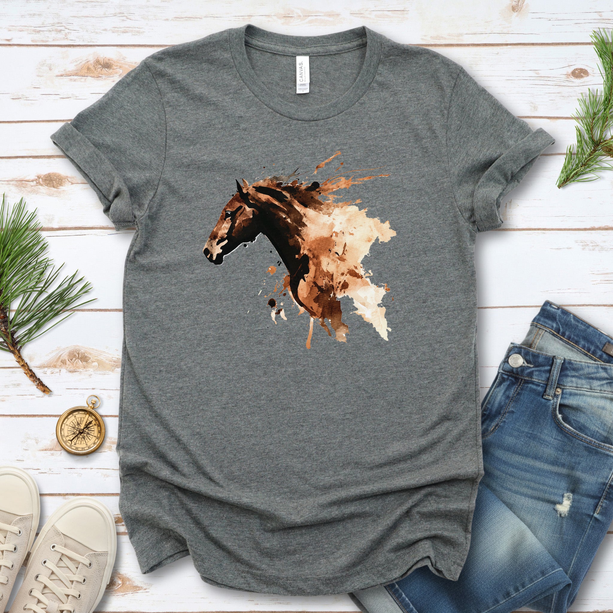 Watercolor Horse Face T-Shirt – Vintage Wild Spirit Tee