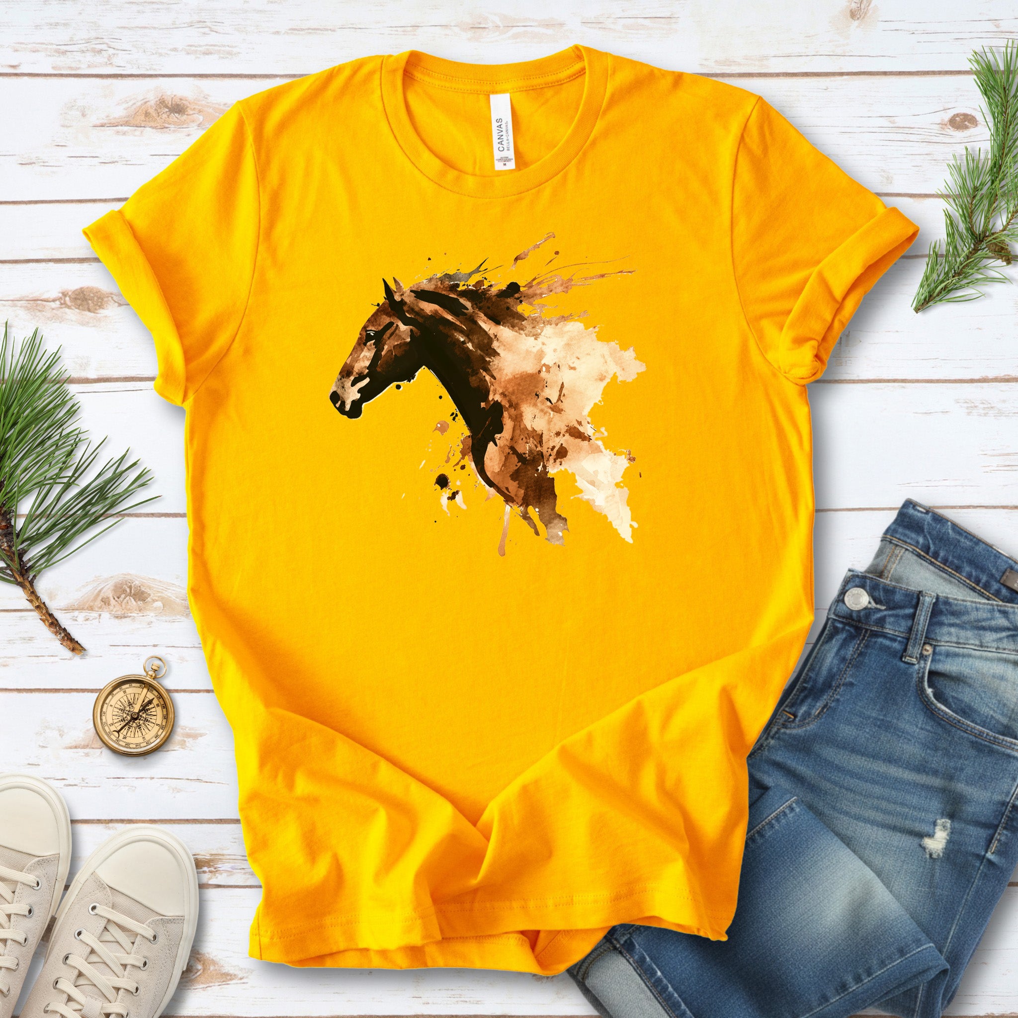 Watercolor Horse Face T-Shirt – Vintage Wild Spirit Tee