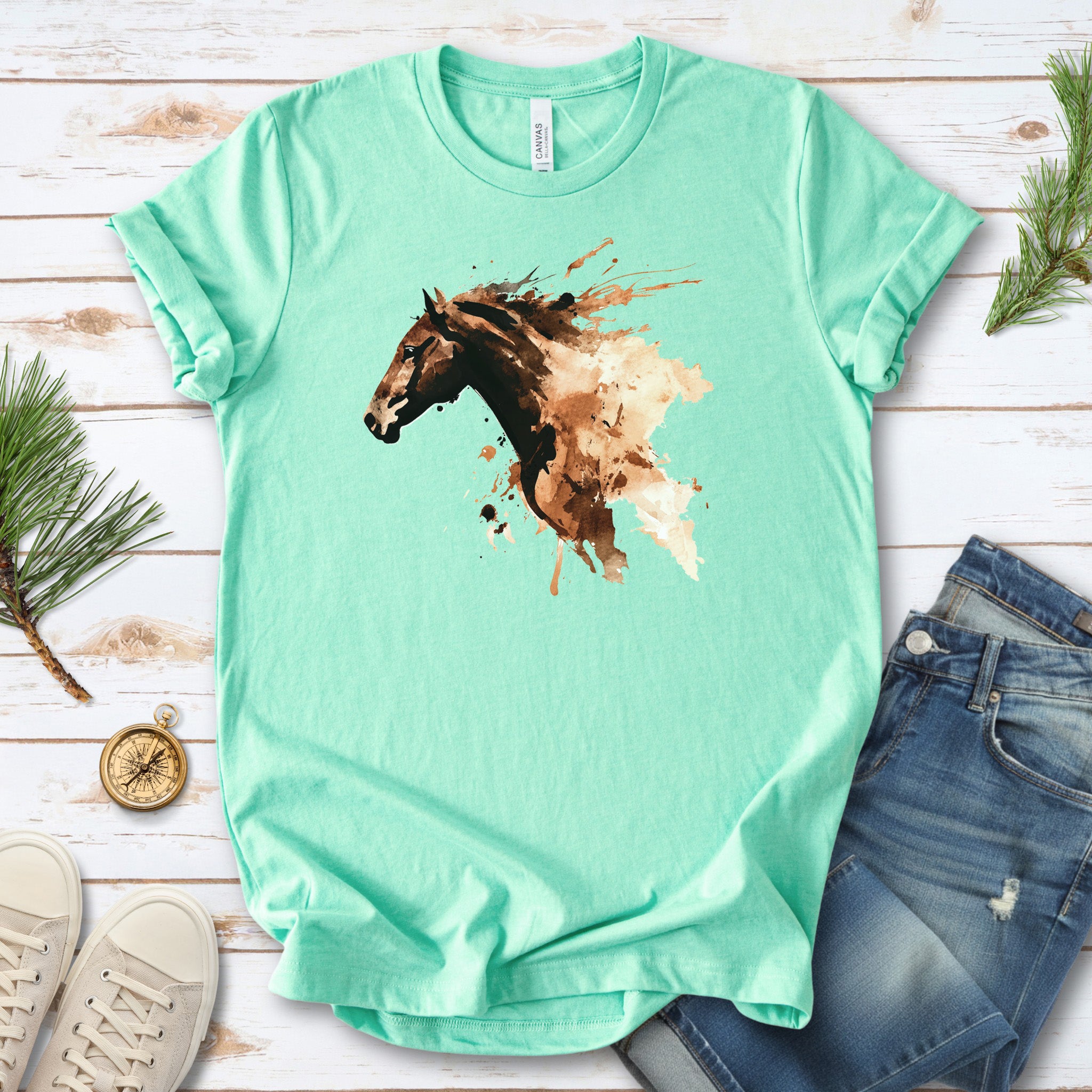 Watercolor Horse Face T-Shirt – Vintage Wild Spirit Tee
