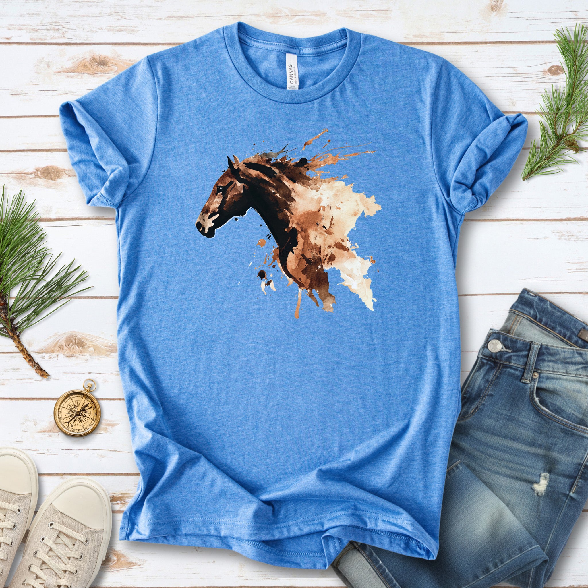 Watercolor Horse Face T-Shirt – Vintage Wild Spirit Tee
