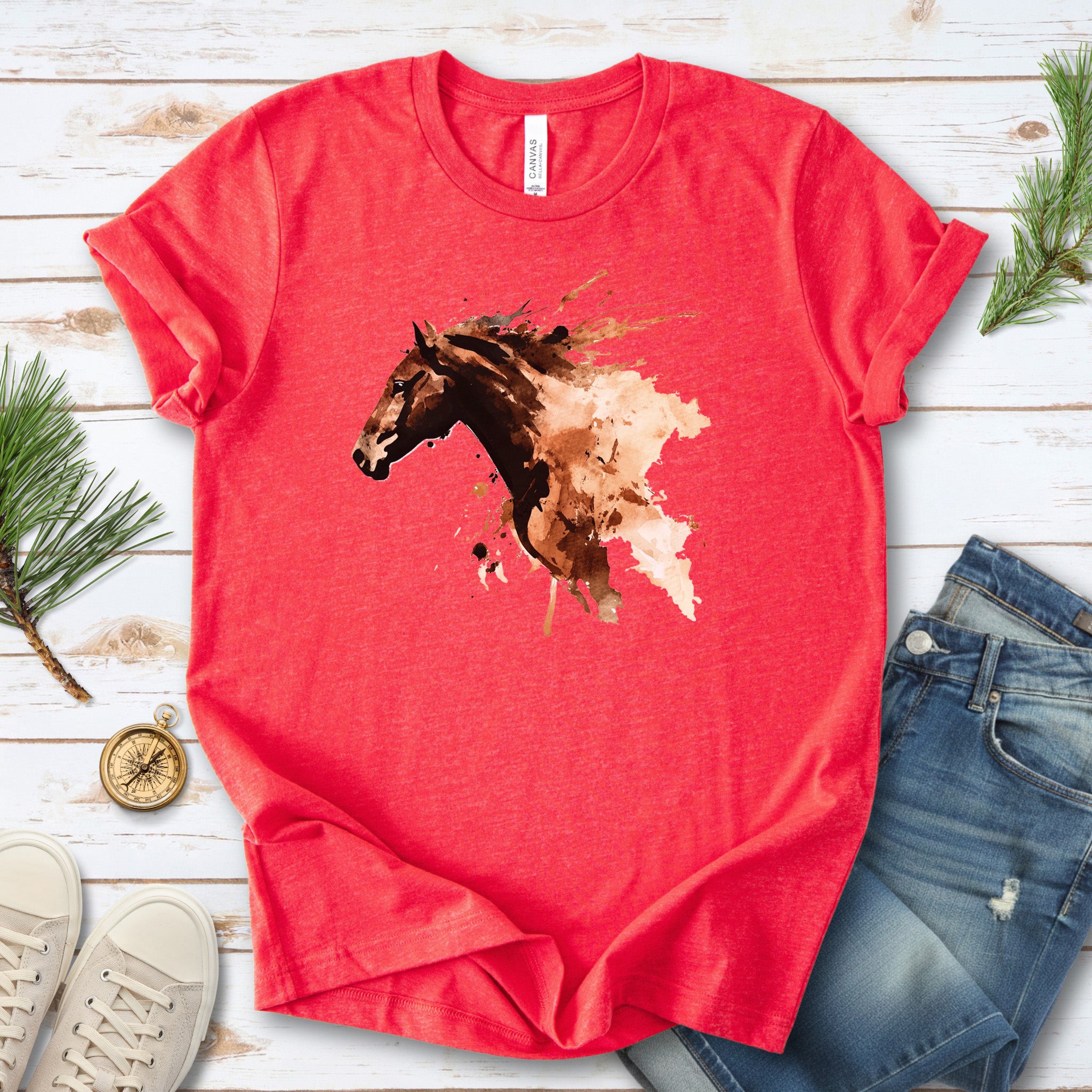 Watercolor Horse Face T-Shirt – Vintage Wild Spirit Tee
