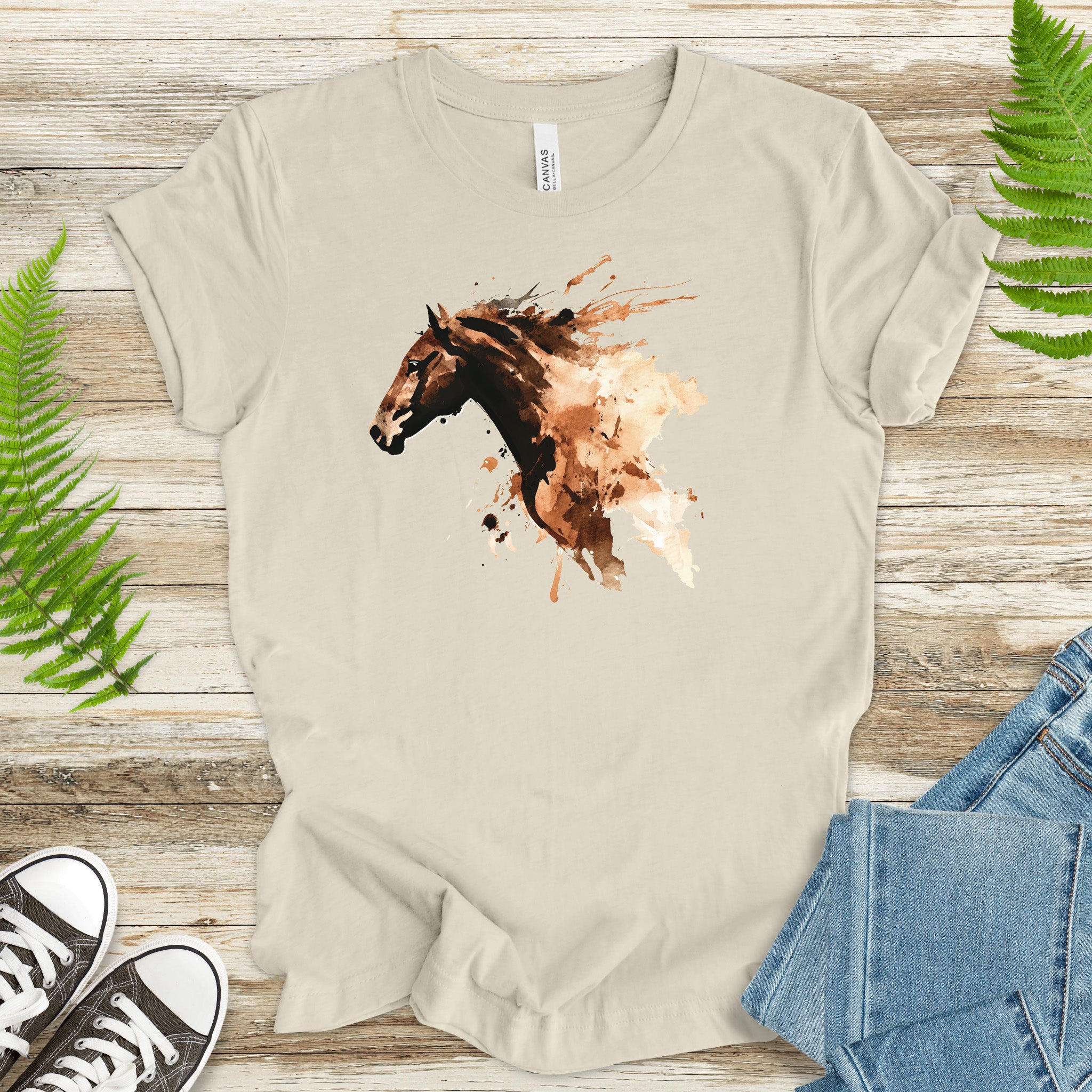 Watercolor Horse Face T-Shirt – Vintage Wild Spirit Tee