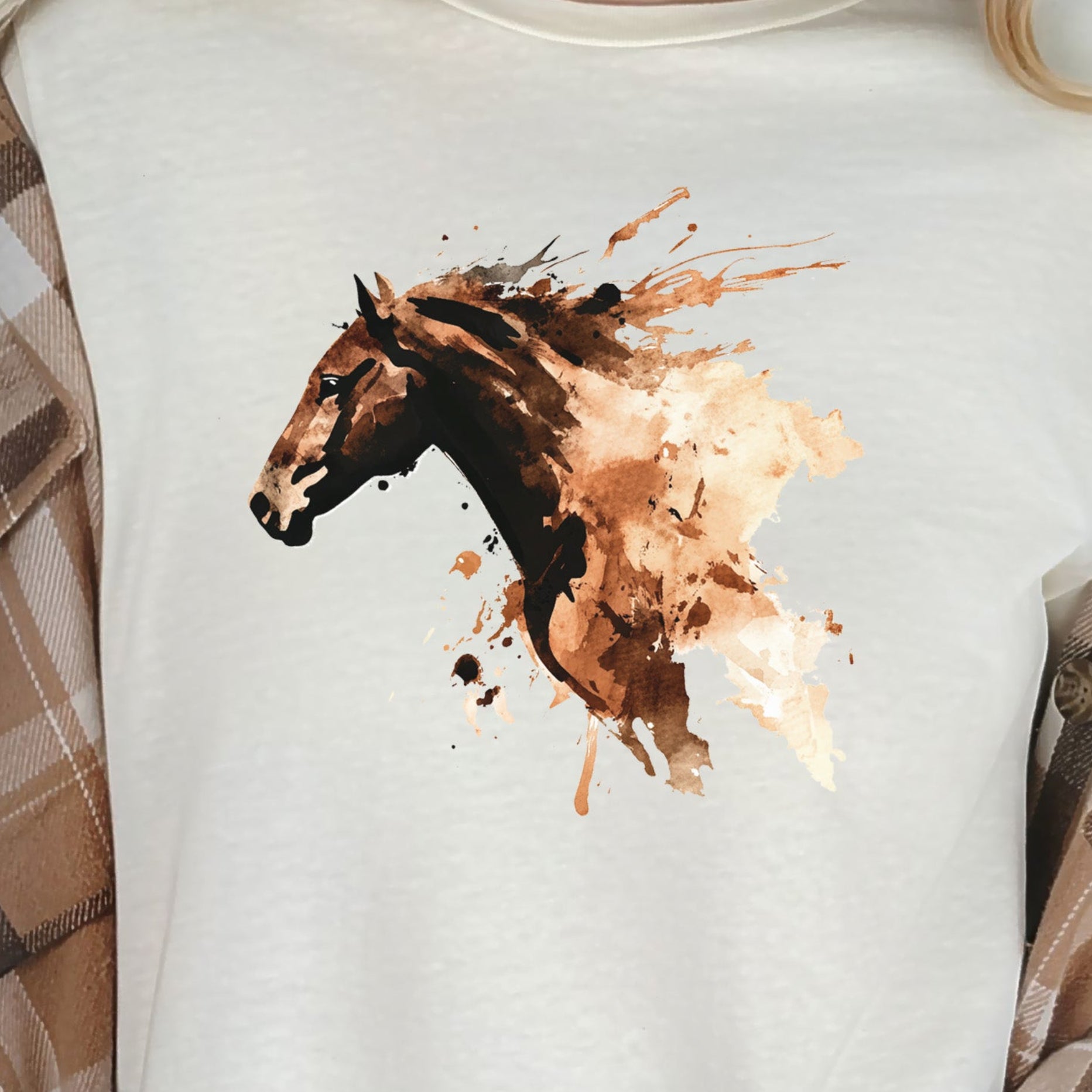 Watercolor Horse Face T-Shirt – Vintage Wild Spirit Tee