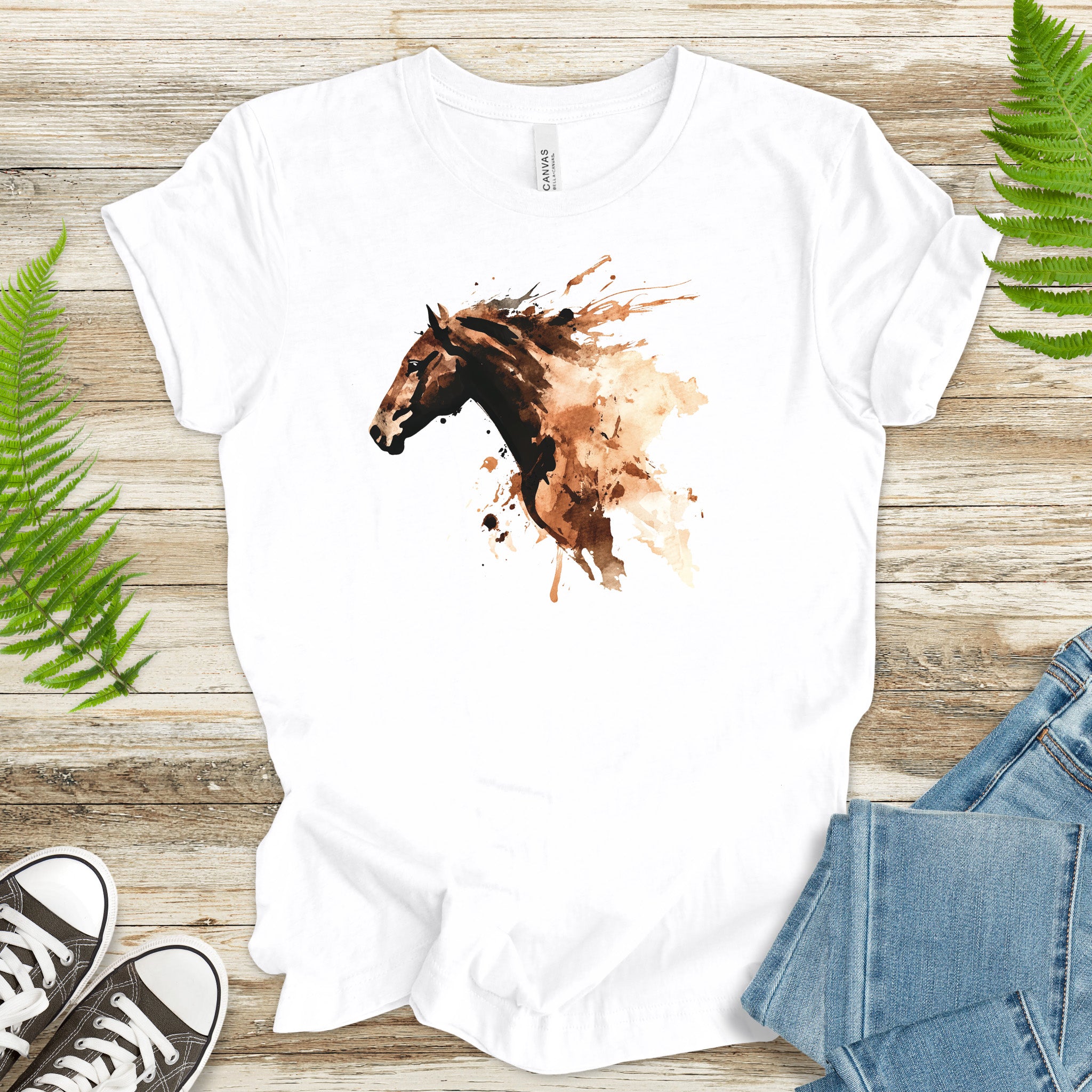 Watercolor Horse Face T-Shirt – Vintage Wild Spirit Tee