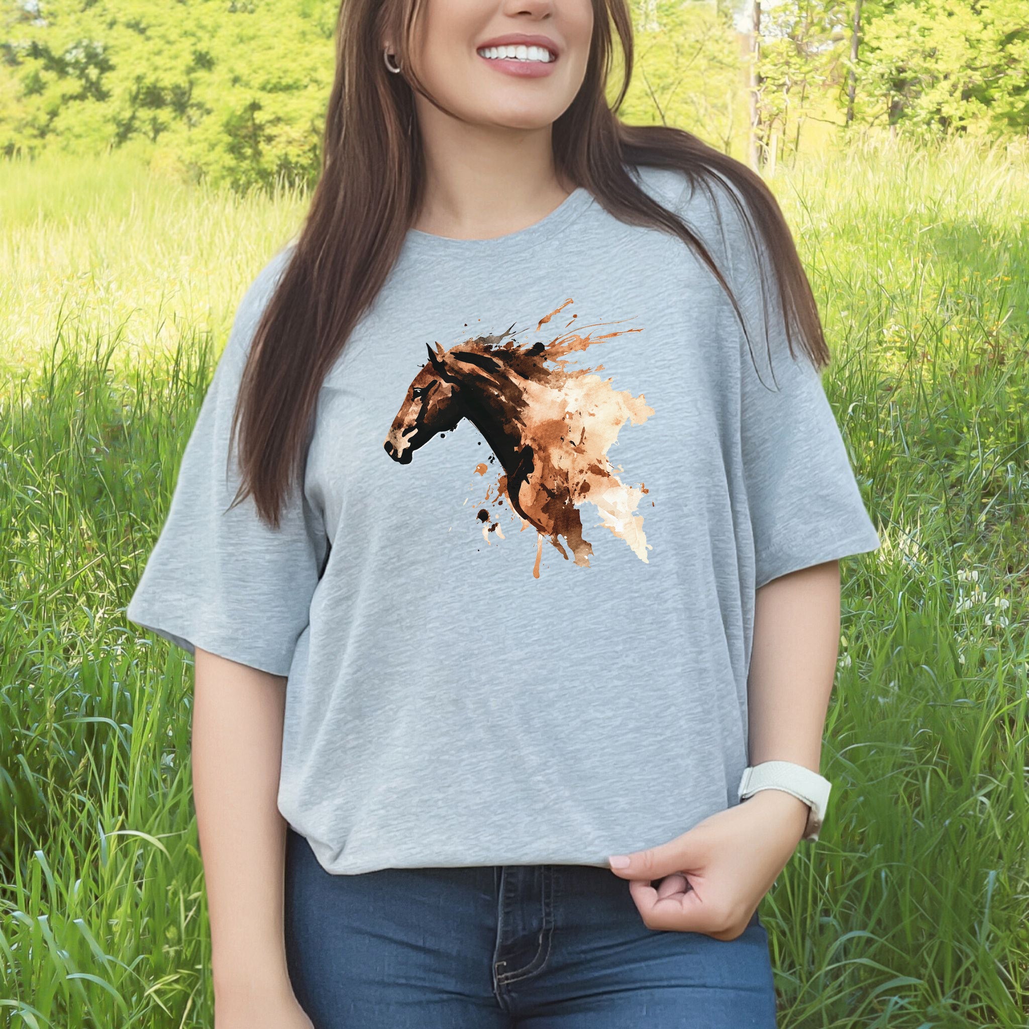 Watercolor Horse Face T-Shirt – Vintage Wild Spirit Tee
