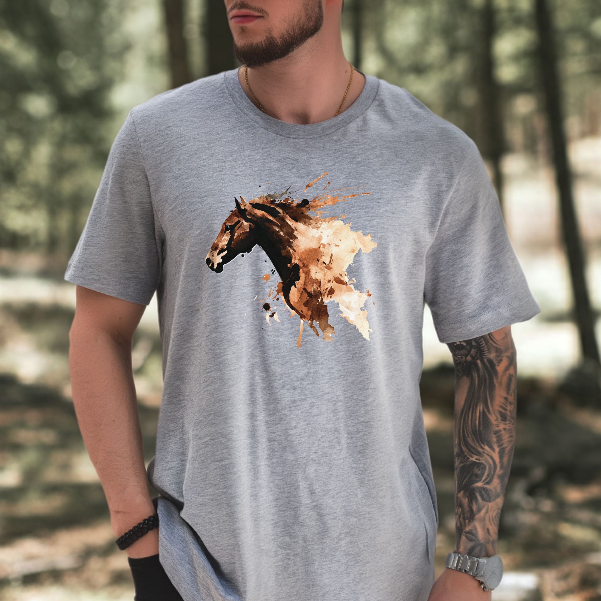 Watercolor Horse Face T-Shirt – Vintage Wild Spirit Tee