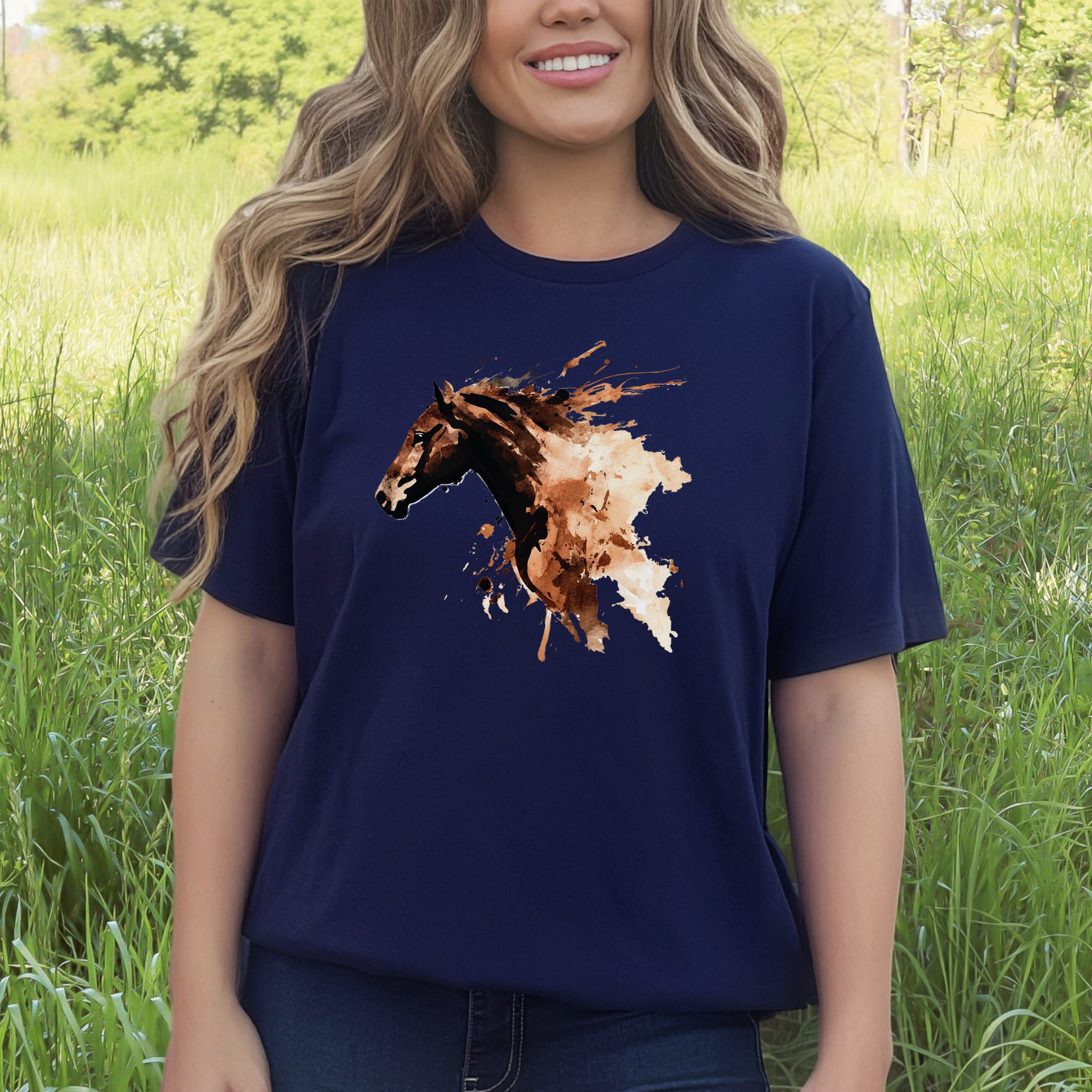 Watercolor Horse Face T-Shirt – Vintage Wild Spirit Tee