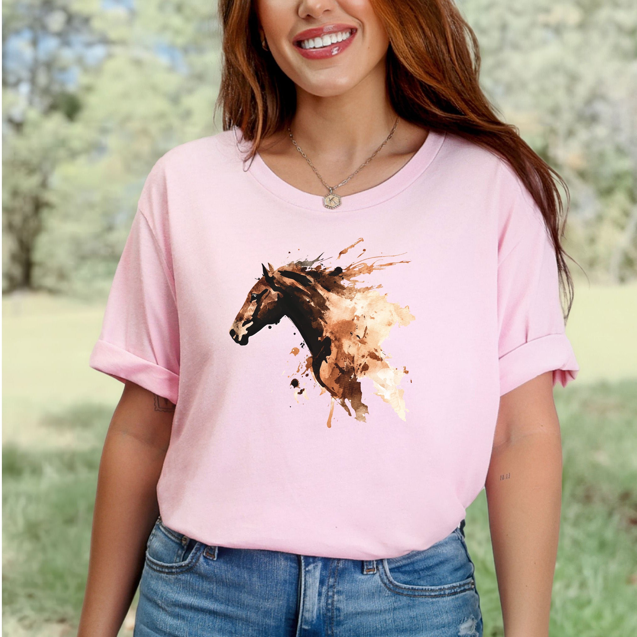 Watercolor Horse Face T-Shirt – Vintage Wild Spirit Tee