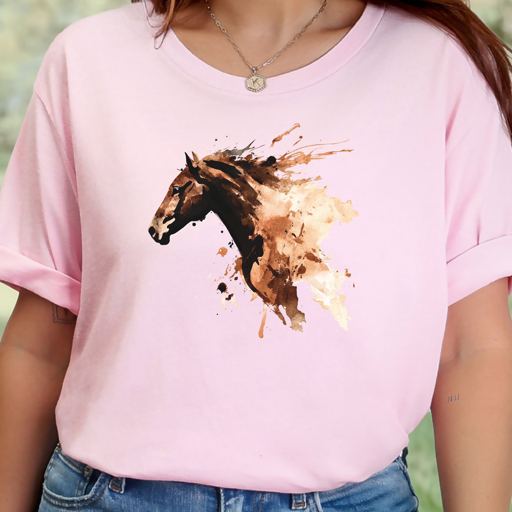 Watercolor Horse Face T-Shirt – Vintage Wild Spirit Tee