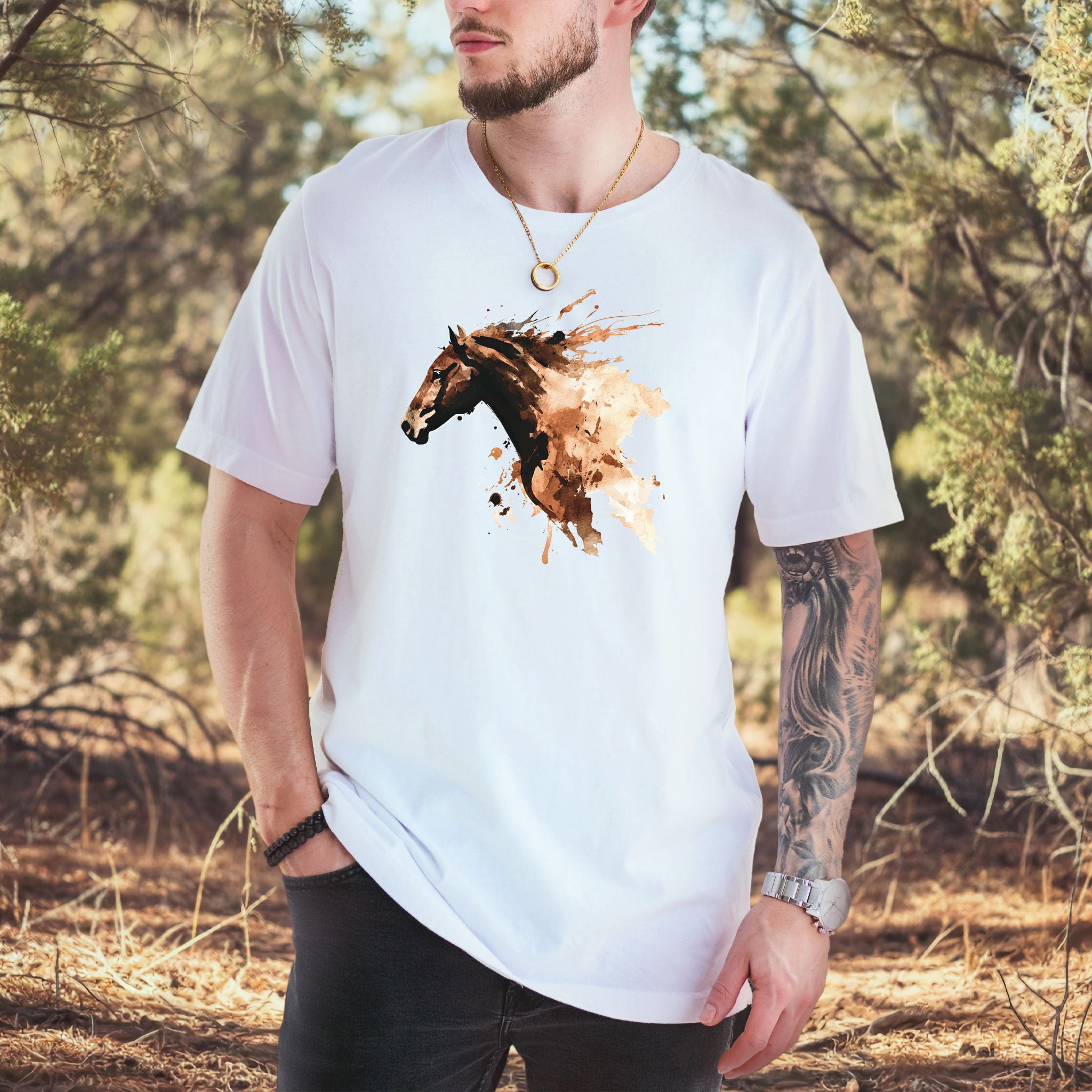 Watercolor Horse Face T-Shirt – Vintage Wild Spirit Tee