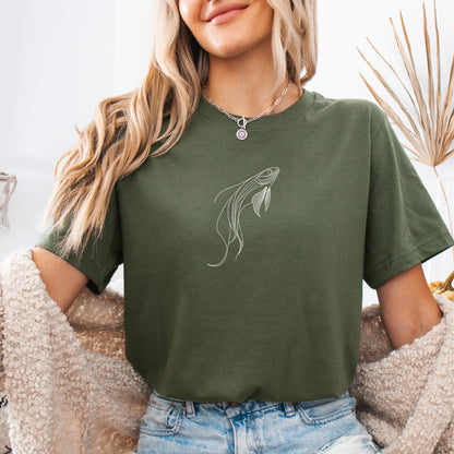 Elegant Simplicity: Minimal Fish Sketch T-Shirt