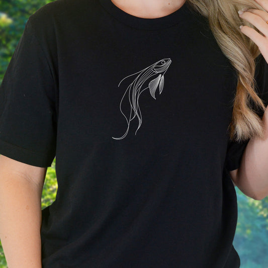 Elegant Simplicity: Minimal Fish Sketch T-Shirt