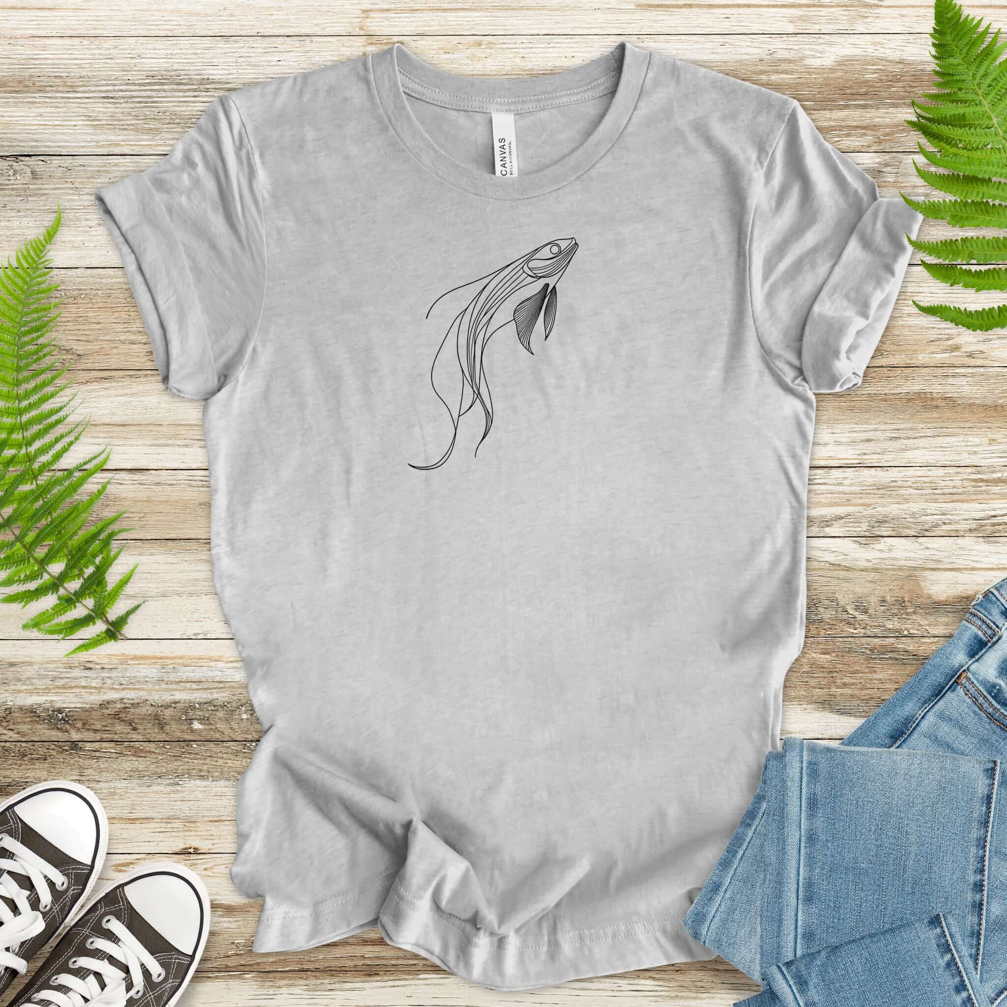 Elegant Simplicity: Minimal Fish Sketch T-Shirt