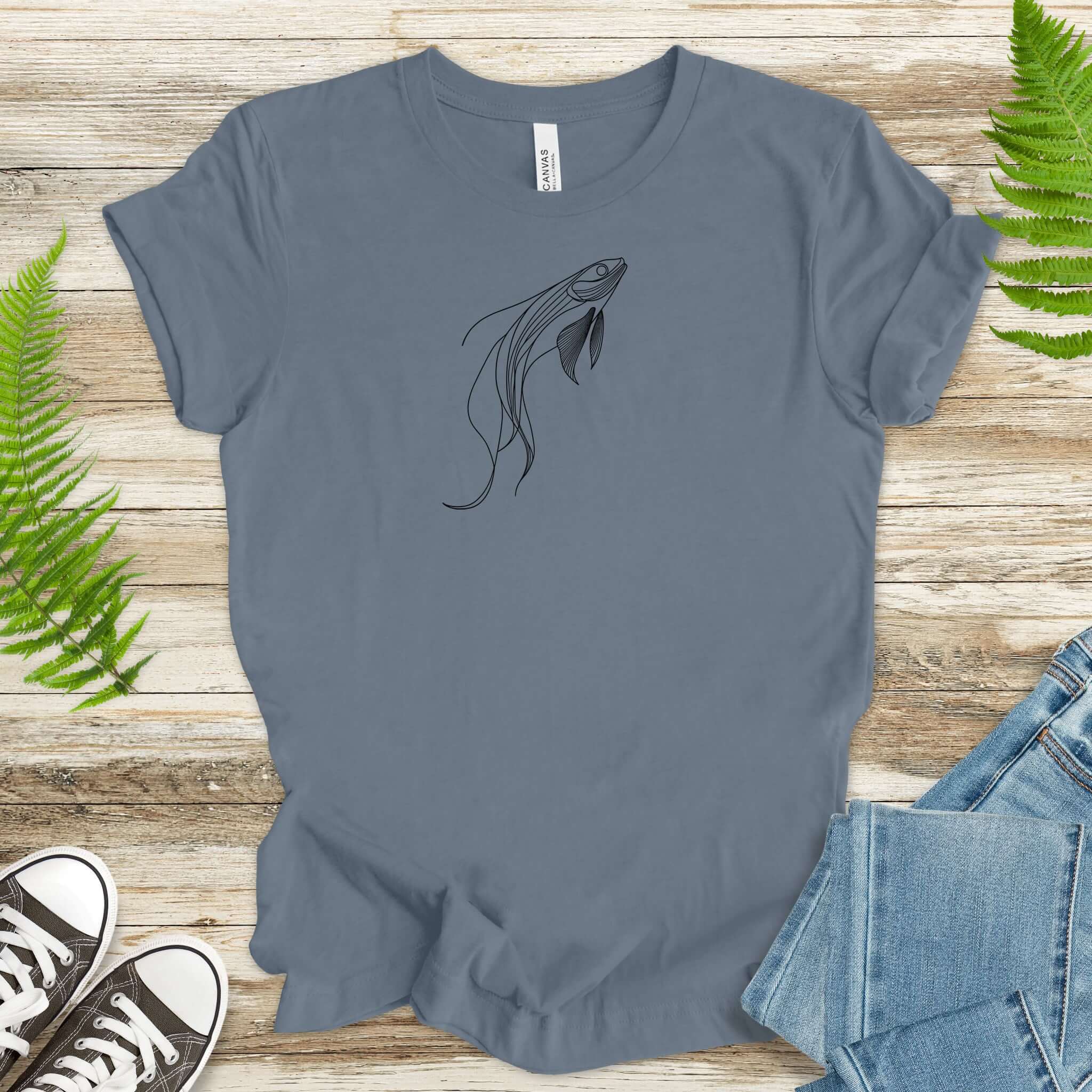 Elegant Simplicity: Minimal Fish Sketch T-Shirt