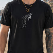 Elegant Simplicity: Minimal Fish Sketch T-Shirt